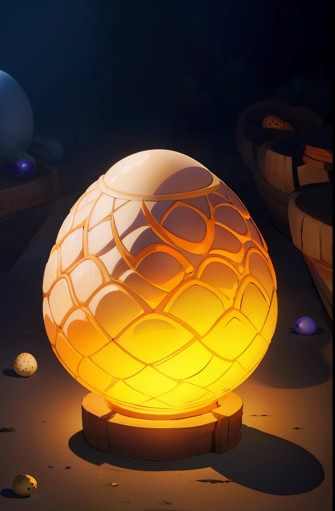 A milky dragon egg is placed on the ground，runic，Eggshell material，Q version，Dragon eggs，dream magical，The light is gentle，China-style，Cartoony