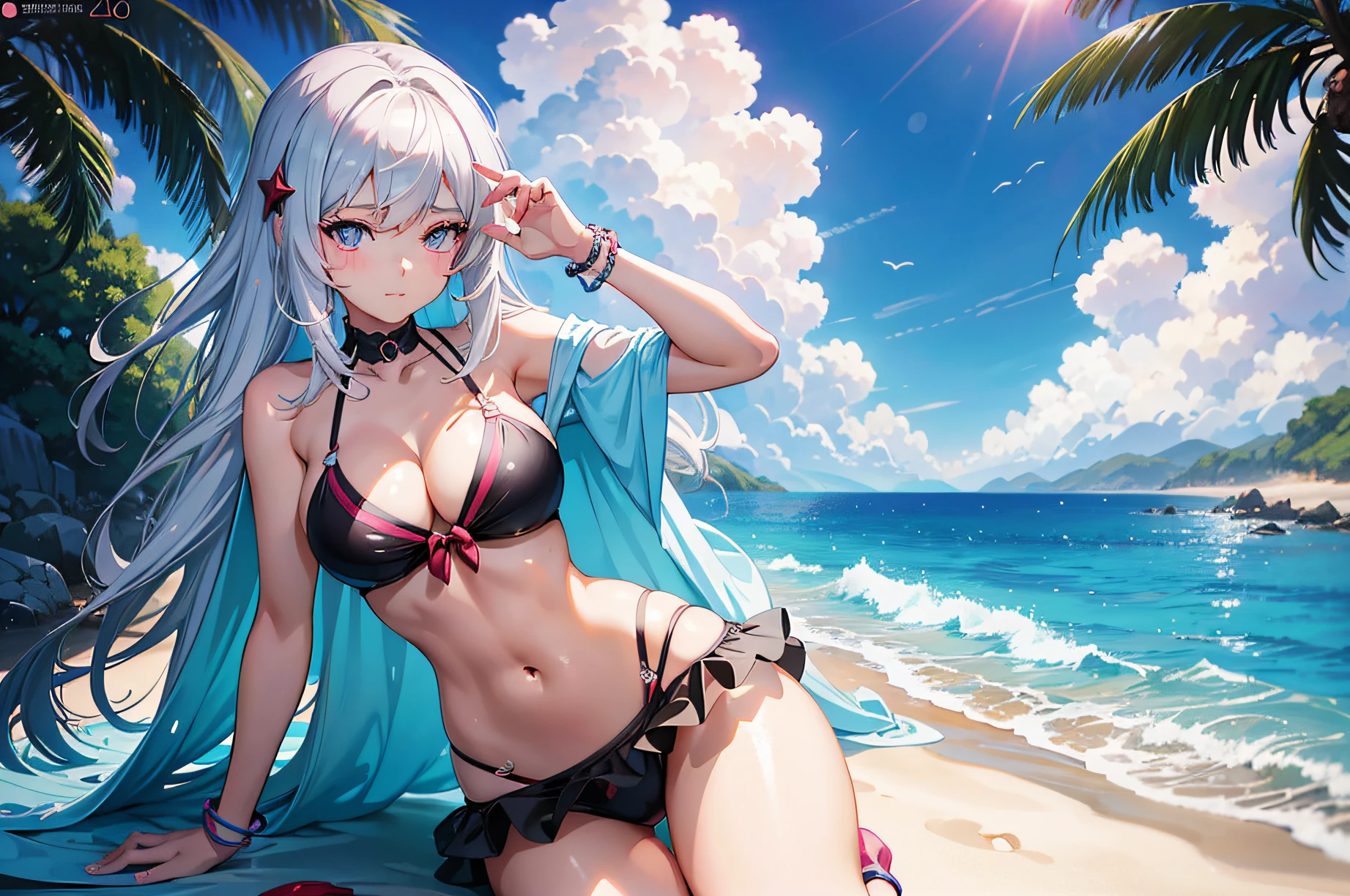 anime - style image of a woman in a bikini on a beach, Seductive Anime Girl, Ilya Kuvshinov. 4 k, beautiful alluring anime woman, guweiz, Smooth Anime CG Art, Beautiful anime girl, realistic bikini, [ 4 k digital art ]!!, in beach, beautiful alluring anime teen, charming anime girls, 4k anime wallpaper