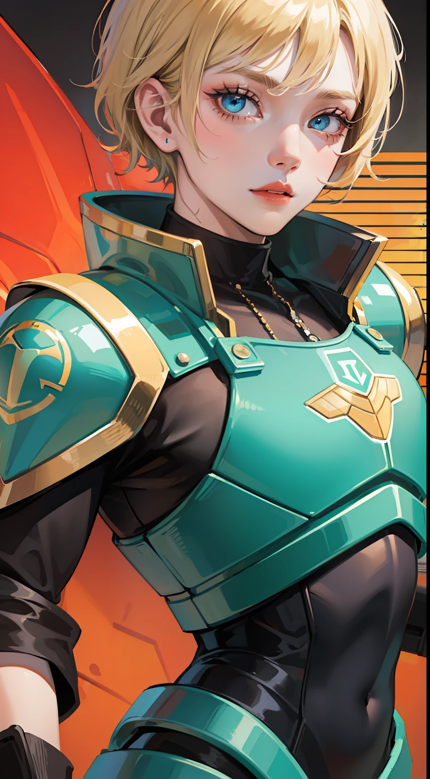 Young guy, short blonde hair, Cyan eyes, Autobot's red armor, Masterpiece, hiquality