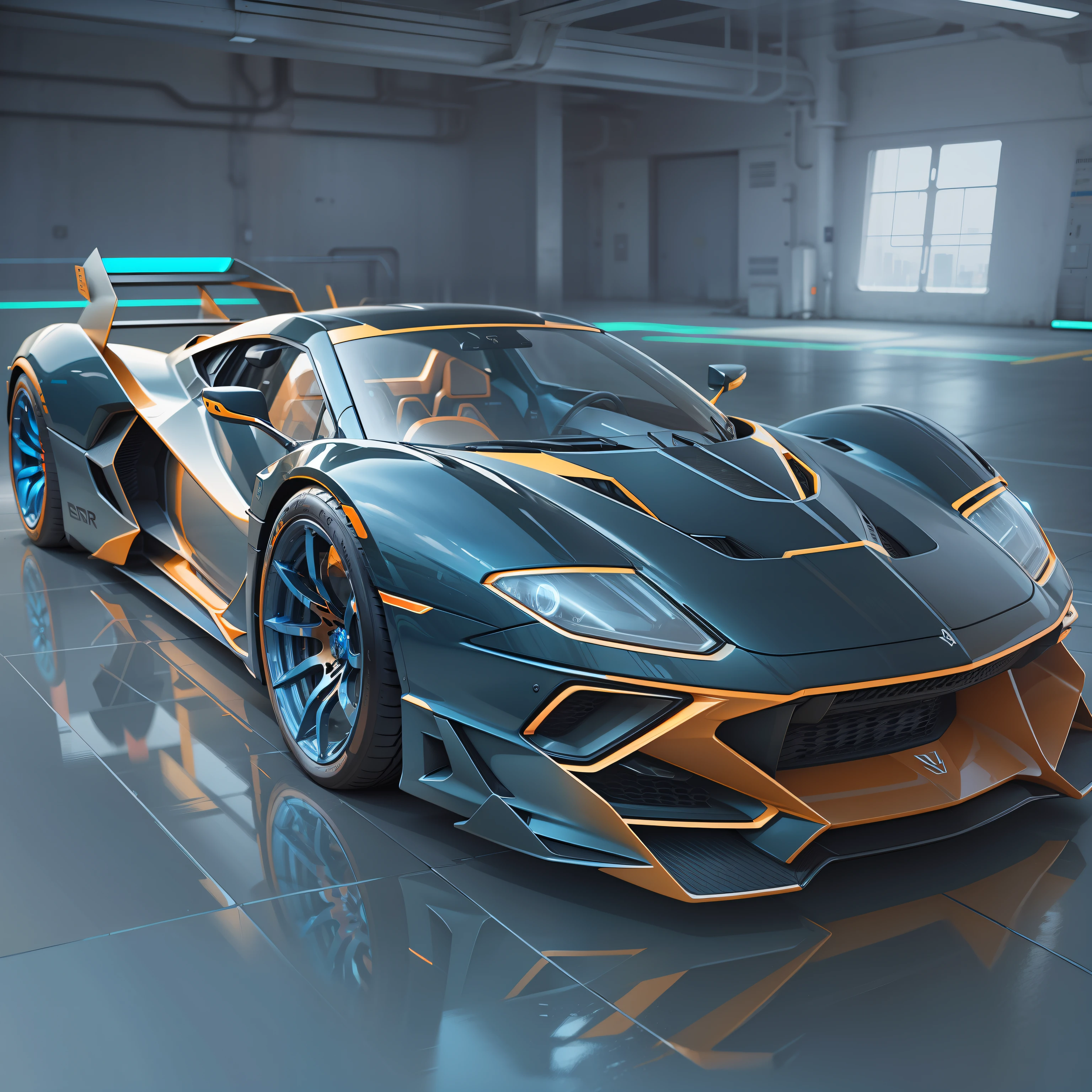 1 transparent supercar，Color transparent plastic，cyber punk perssonage，industrial design，Sophisticated structural design，cleanness，luminous neon lights，white backgrounid，ultra-realistic realism，hyper HD，high detal，best qualtiy，4K