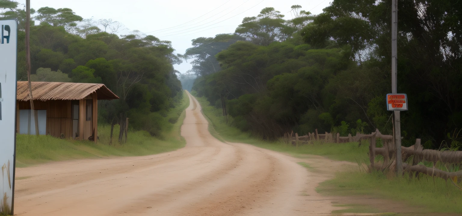 dirt road with a sign on the side that says don't turn left, dirt road, estrada montanhosa, Viajando por longa estrada de terra, estrada rural. pintura oleo sobre tela