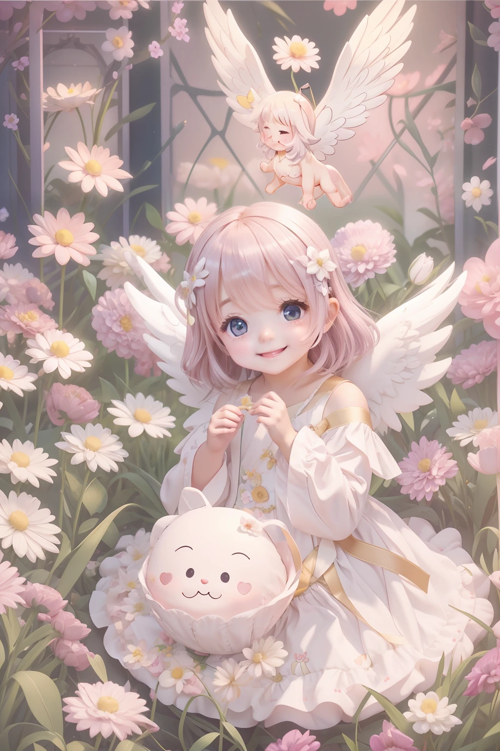 Baby Angel、Smile cutely、Soothing、flower  field、fluffly、heart mark、A smile、Plump､Happy Birth