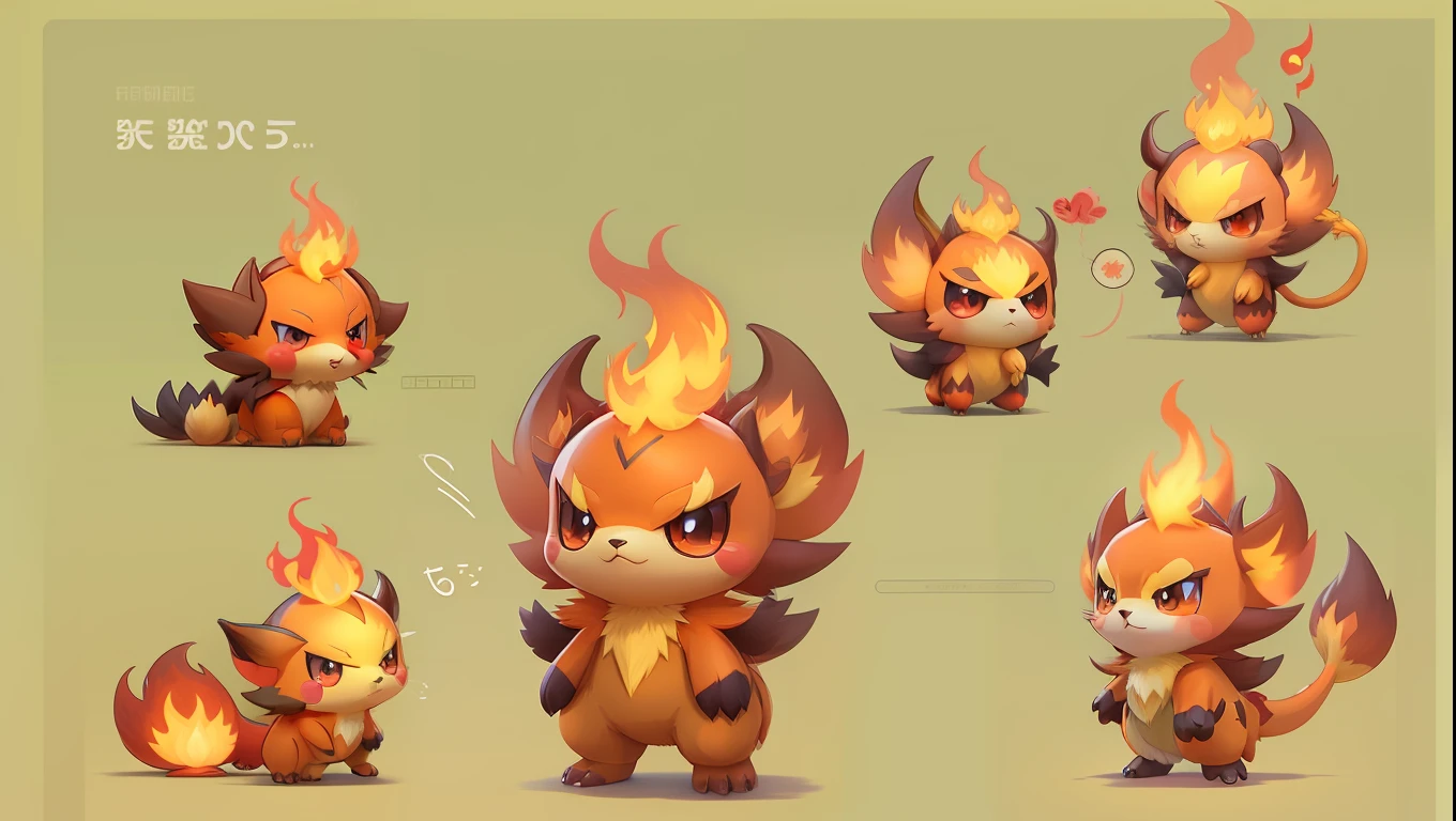 create a new style of cute fire Pokémon monster character, solo character,