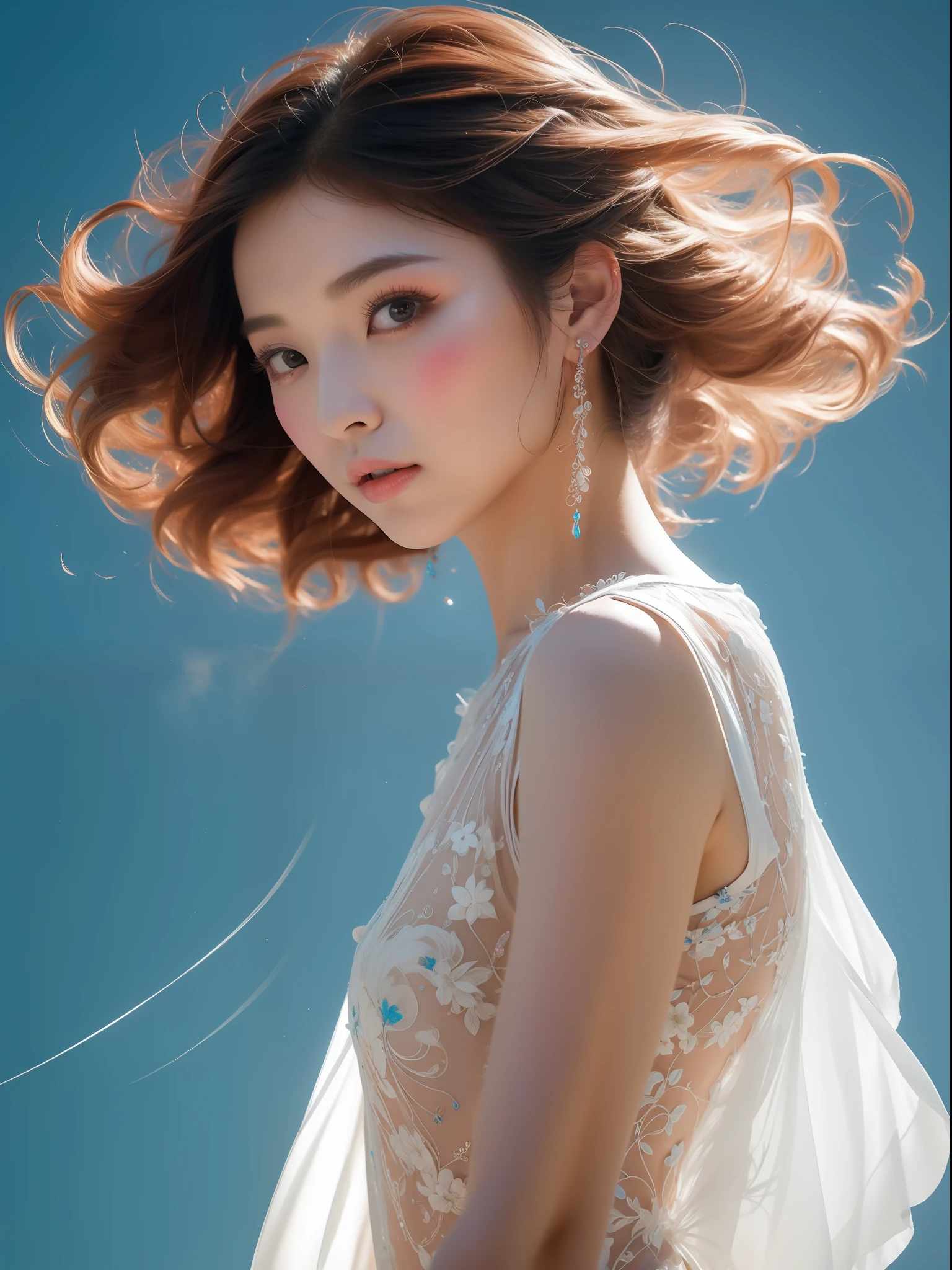 zhongfenghua, 1girl, solo, hanfu, ancient_chinese_architecture, flower field, blossom, (white smoke:1.3) (photorealistic:1.4), zentangle, mandala, entangle, official art, unity 8k wallpaper, ultra detailed, beautiful and aesthetic, masterpiece,best quality, (dynamic angle:1.4), glowing skin, (floating colorful sparkles:1) the most beautiful form of chaos, elegant, a brutalist designed, vivid colours, romanticism depth of field exotic_dance