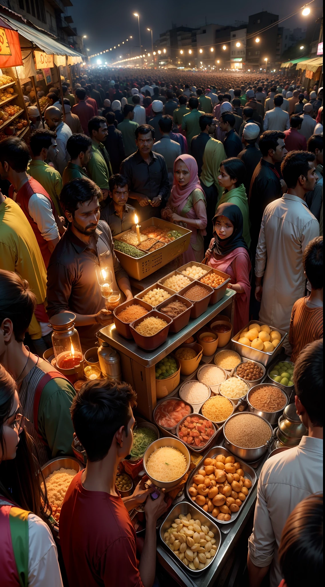 Ramadan, iftar market, puran dhaka bangladesh, crowded of people, cinematic, 4k, ltra realstic, photograpy mode