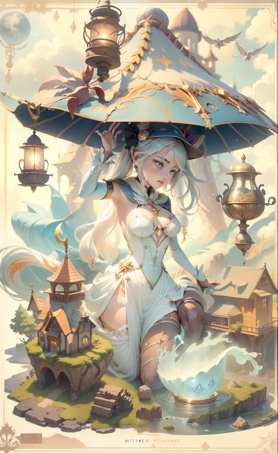 tmasterpiece,best qualtiy,ultra - detailed,illustratio,1girll,独奏,fanciful,flight,broom,nigh sky,exteriors,magia,incantation,themoon,As estrelas,clouds,ventania,the hair,cloaks,bucket-hat,Boots,broom,with light glowing,mistic,Attractive cleavage,Whimsical,fun,Adventurous,Free,Miraculous,Imaginative,Determined,Skillful,Speedy,kinetic,Energetic,Realist,Naturalistic,Figurative,Figurative,The beautiful,Fantasy culture,mito,fairytale-like,Middle Ages,legends,sorceress woman,the witcher、Magical creatures、Fantasy world、proportionate、foreground、中景 the scene is、Background with、ssee-through、llight rays、colours、Textured、the detail、Beauty Feeling、miracle,beautiful boobs,Magic surrounds,Magic unleashed,Ray traching,Large breast size,