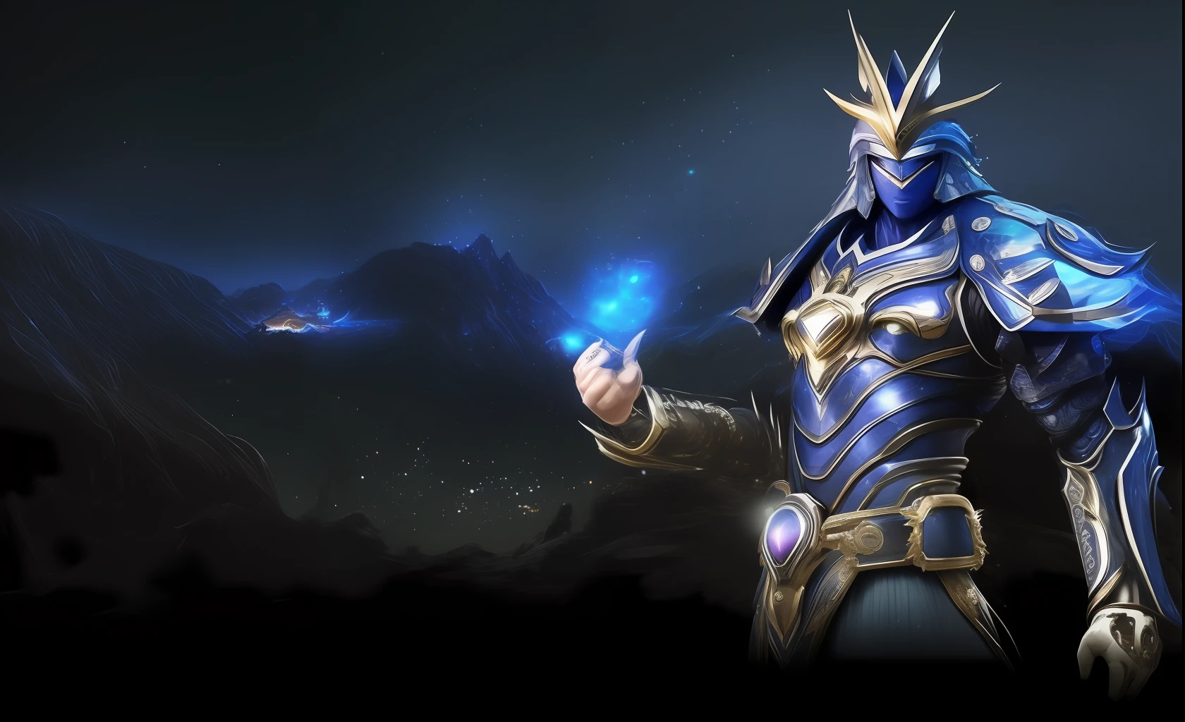 imagem arafed de um homem em armadura segurando uma luz brilhante, unreal motor render saint seiya, inspirado por Huang Shen, lunar themed attire, inspirado em Fan Kuan, de starcraft, vestindo vestes de mago cheias de estrelas, Imperador do universo conhecido, 8 K HD WallpaperArtefato jpeg, 8k hd wallpaperjpeg artefato