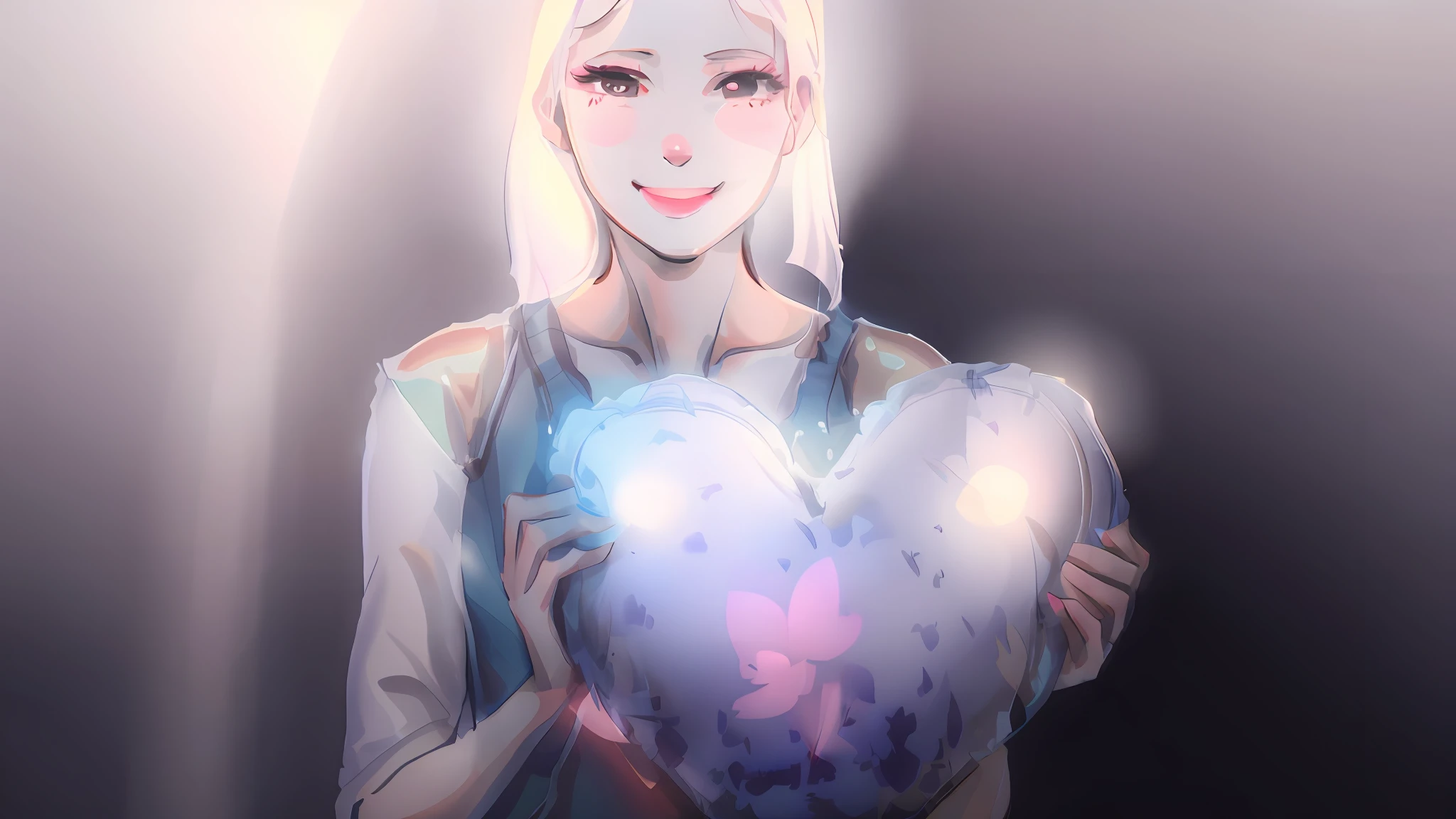An illustration showing a person with a glow, radiant heart.
