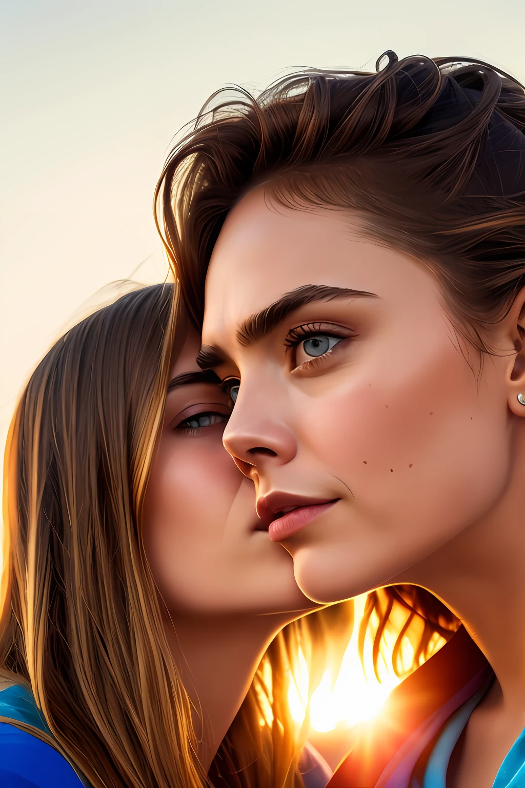 best quality, 500px, CGSetnation, 8k, Foto RAW de (Beautiful:1.2) Elizabeth Olsen Caressing Kiss Cara Delevingne Lesbian Woman, tomar banho de corpo inteiro, luz ambiente, luz de fundo, Volumetric lighting, Realistic, realistic lighting, Cinematic lighting, profundidade de campo, foco nítido, (alto contraste:1.2), (filmic grain)