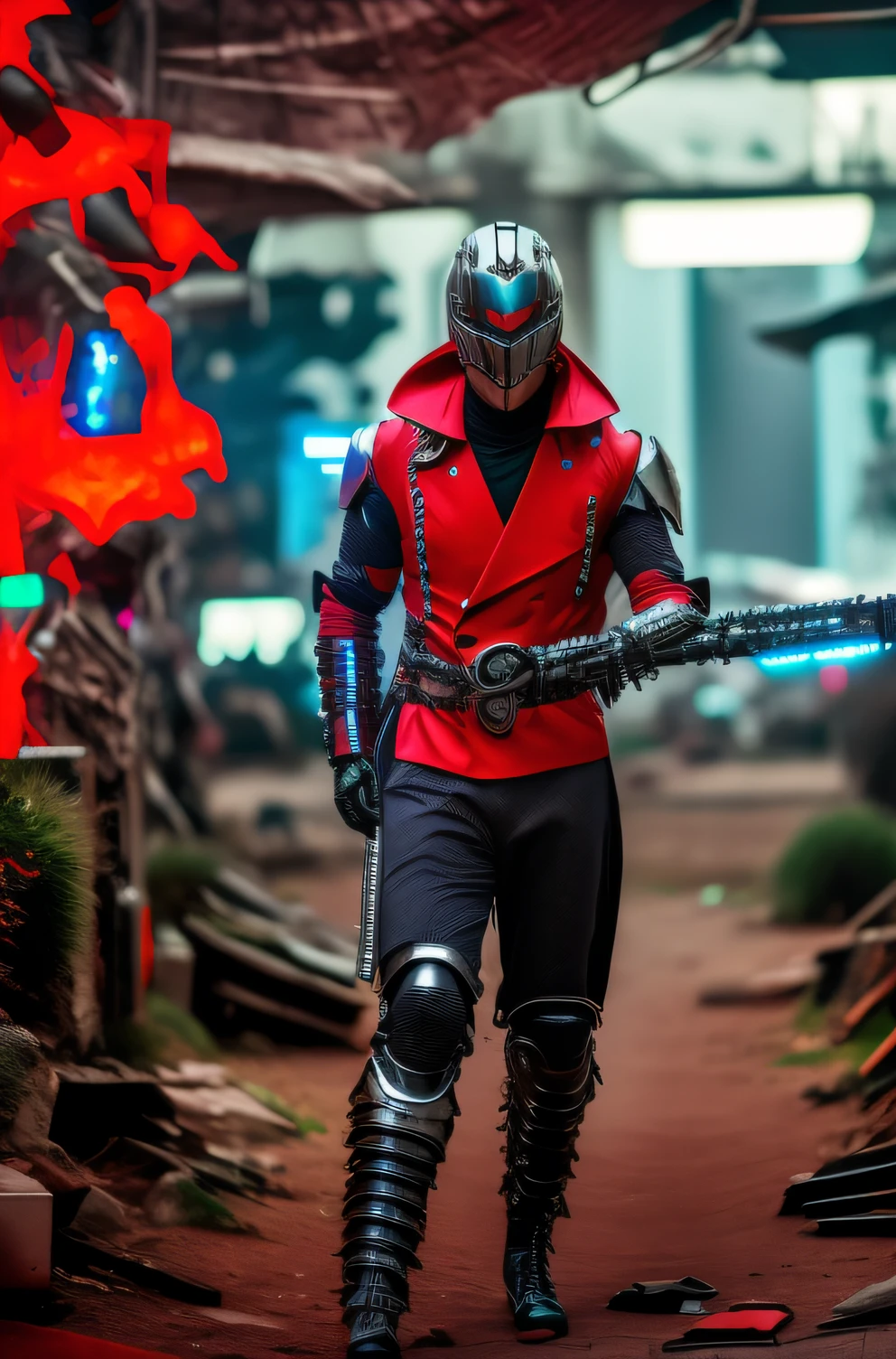 Man in silver jacket and black pants , Homem de Ferro Cyberpunk, terno cyberpunk prata, roupas cyberpunk, alta fantasia Kamen Rider, armadura cyberpunk prata, movie still of a villain cyborg, filme ainda de um ciborgue legal, Kamen Rider, cyberpunk hero, Armadura prateada de Alta Tecnologia, clothed in sci-fi military armor, Traje de chama cyberpunk, [ cinemactic