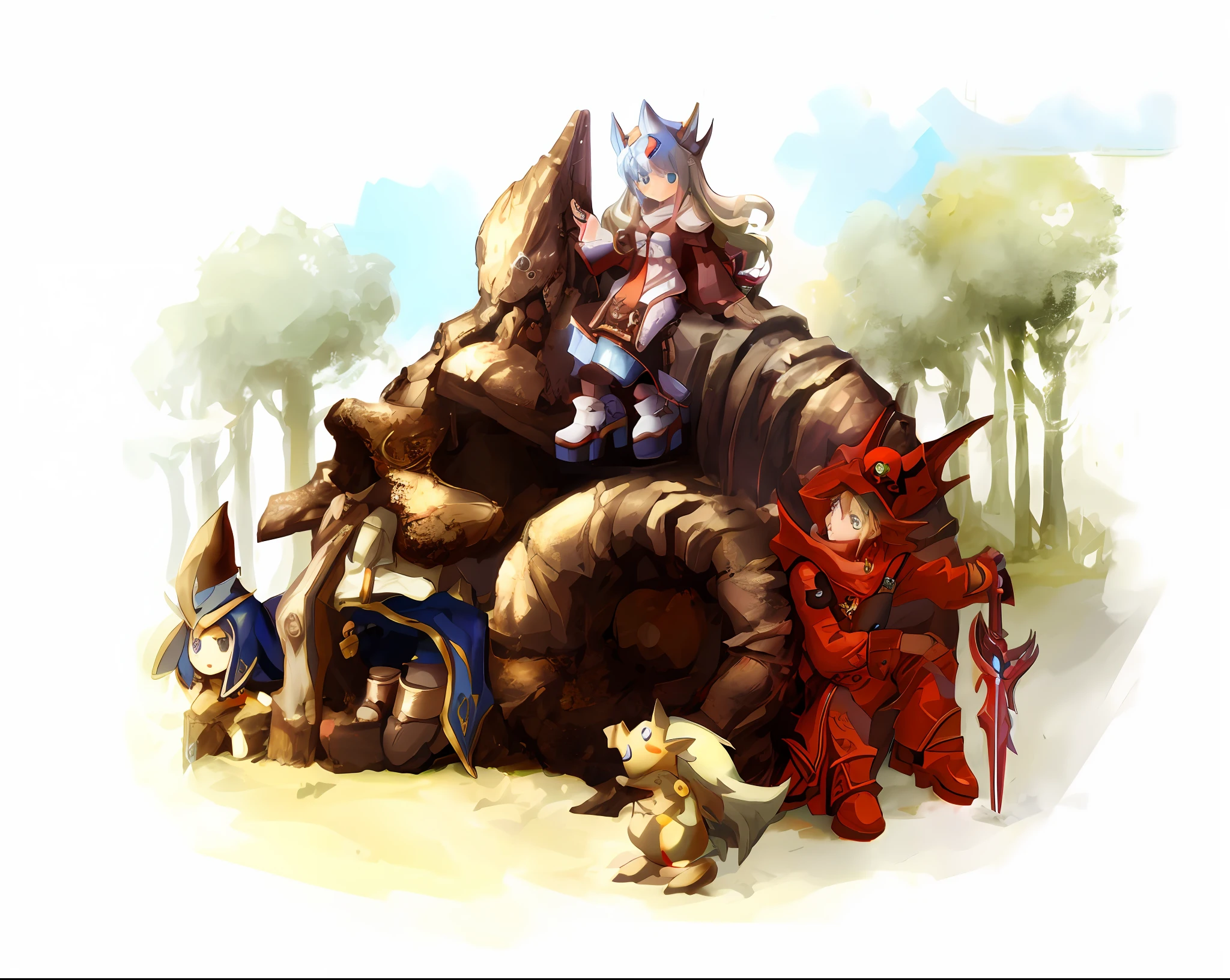 There are a lot of different characters that are sitting together, Arte de RPG, Arte de RPG, Arte do personagem JRPG, coriolios rpg estilo de arte, arte dnd fantsay, epic rpg artwork, anime fantasy illustration, 2. 5 d cgi anime fantasia arte, anime em estilo fantasia, arte do jogo!!, chrono gatilho guilty gear estilo, league of legend illustration