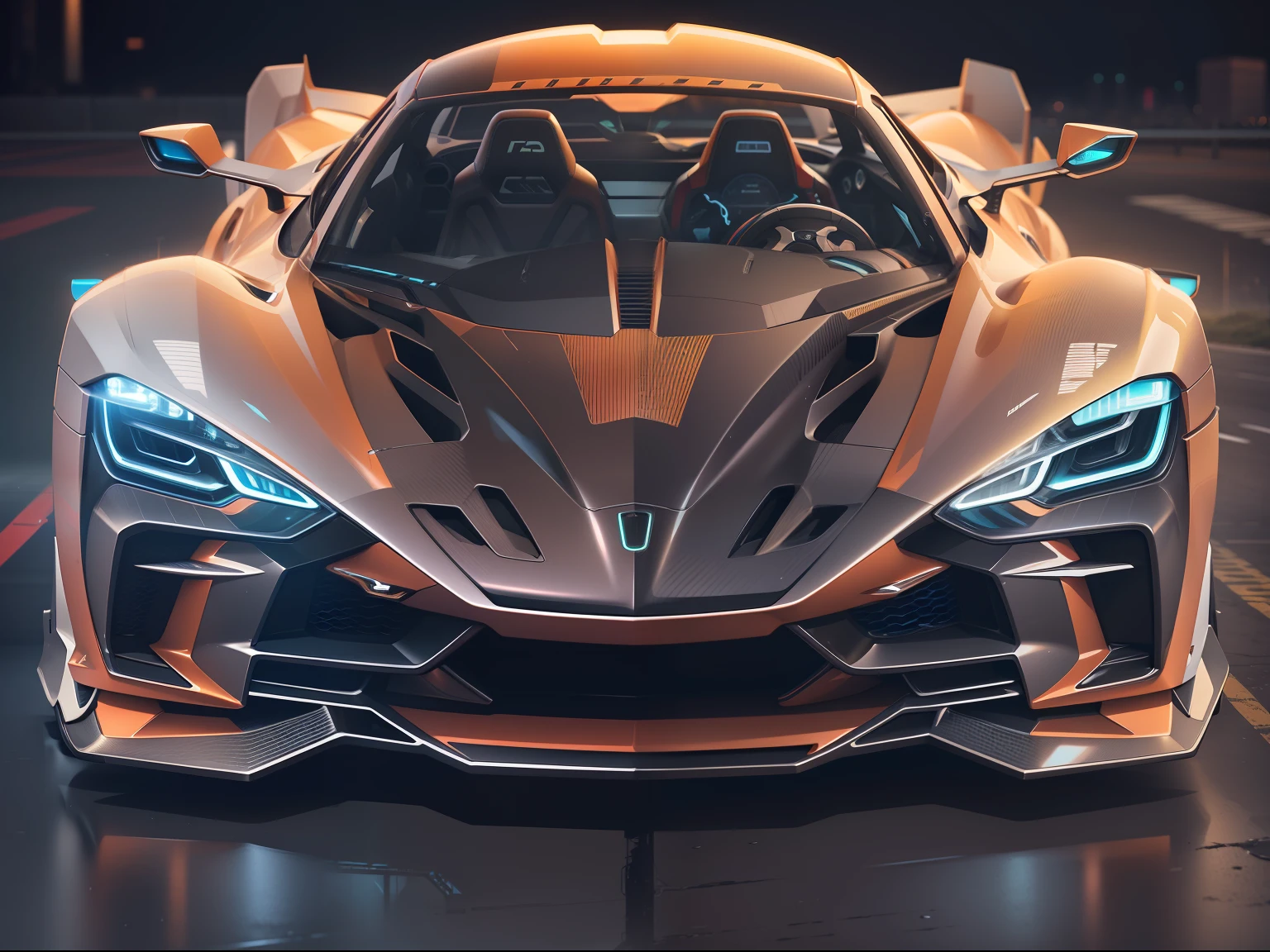 1 transparent supercar，Color transparent plastic，cyber punk perssonage，industrial design，Stylish body design，Sophisticated structural design，cleanness，Brilliant neon lights，white backgrounid，ultra-realistic realism，hyper HD，high detal，best qualtiy，4K