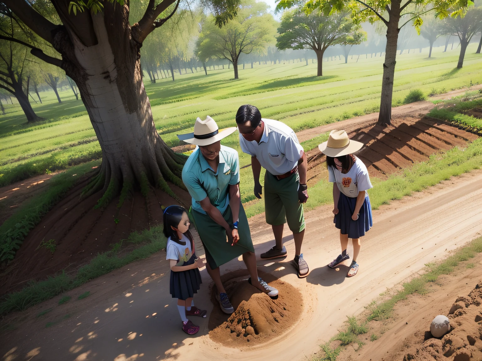 tree planting , Family, Smile、Plantation、Shade、