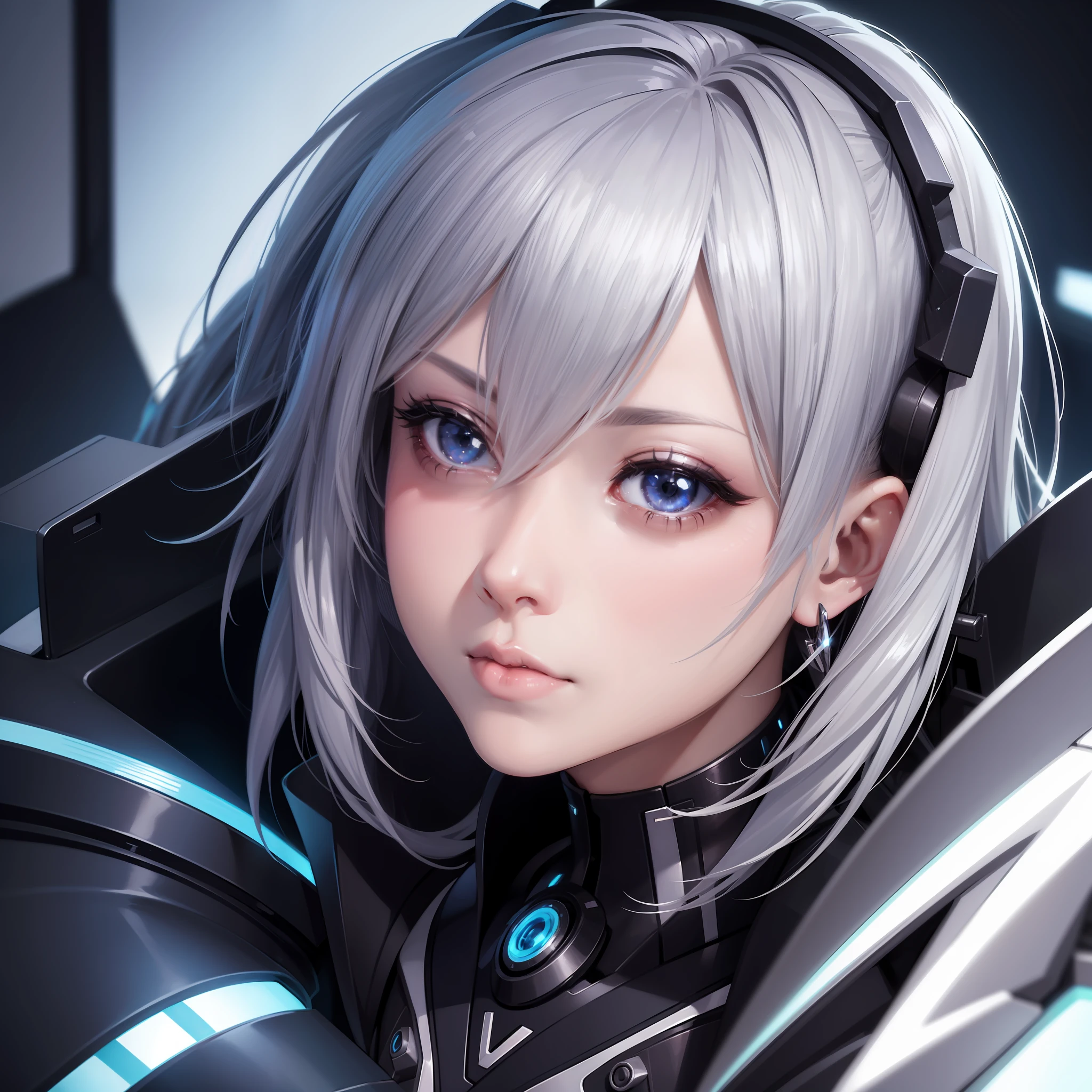 Profile picture portrait, silver cyberpunk closeup dress up Sci-Fi, cute Anime Japan 2d, Sharp focus 16k resolution Very sharp, Hyper detailed, 8k, Hyper realistic detail