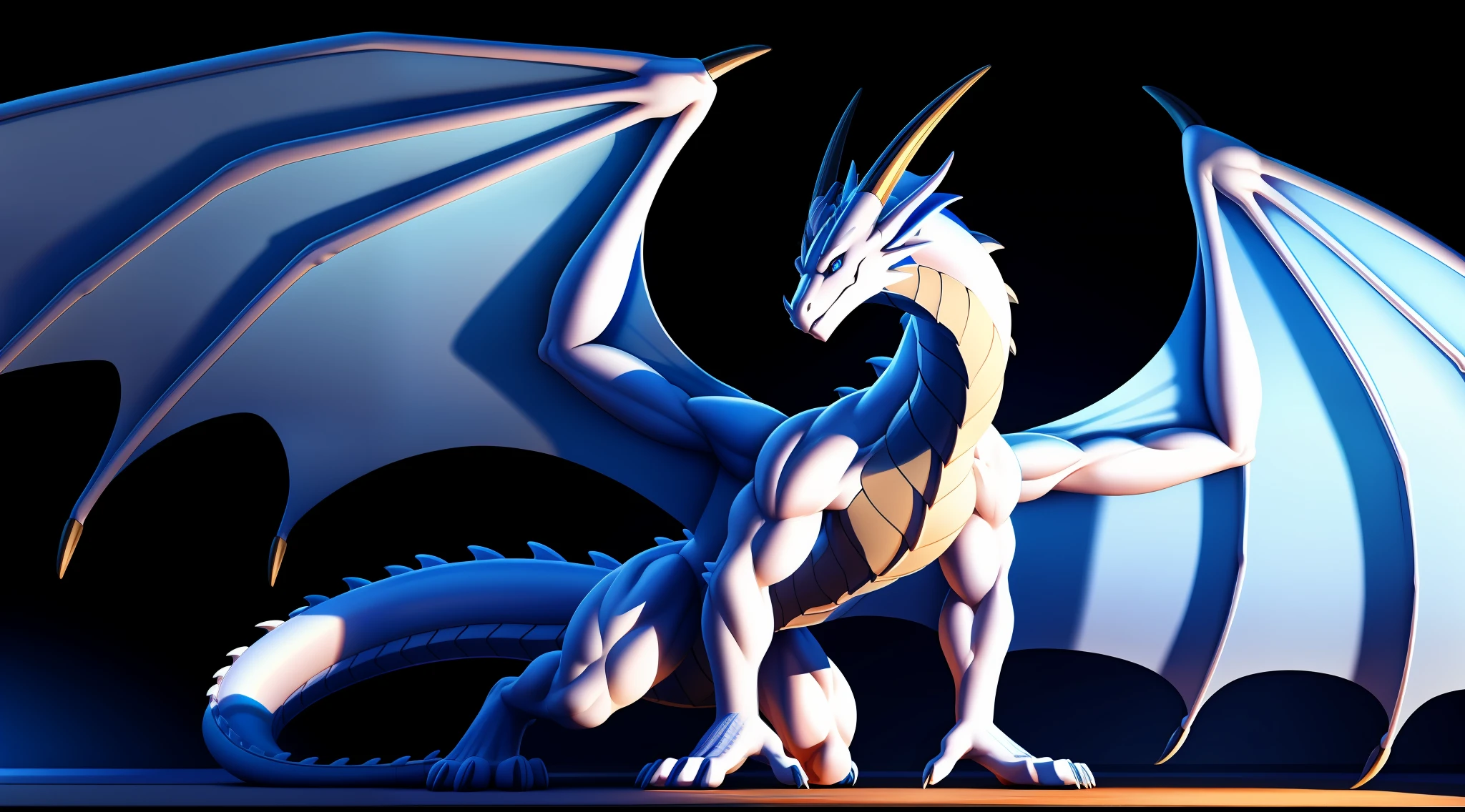 Dragon image：Western Dragon，Delicate faucets，Thin dragon tail，Huge dragon claws，Gorgeous Dragon Horn，White body，Blue vertical pupils，Ambient lighting，Excellent detail throughout the body，The white dragon spreads its wings，extreme hight detail，Ray traching，Fine shadows，Best shadow effect，Masterpiece 8K HD，Huge body，full bodyesbian，Contrast small objects highlight the bulky body，large tall，Strong body，Delicate scales，muscular toned。