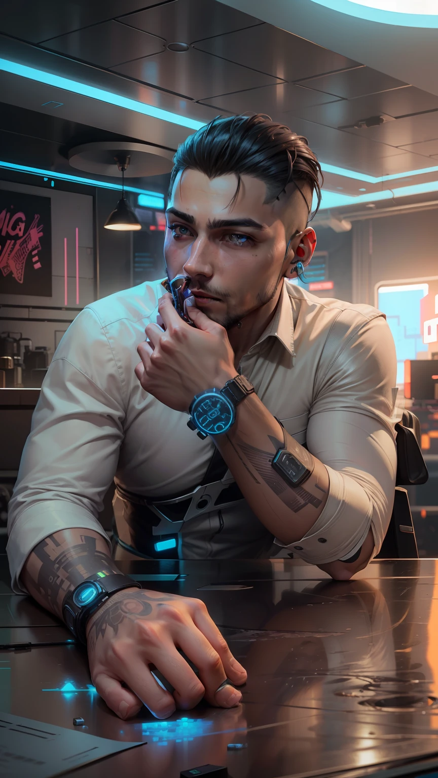 Cyberpunk handsome boy , ultra realistic Picture , realistic Ai background