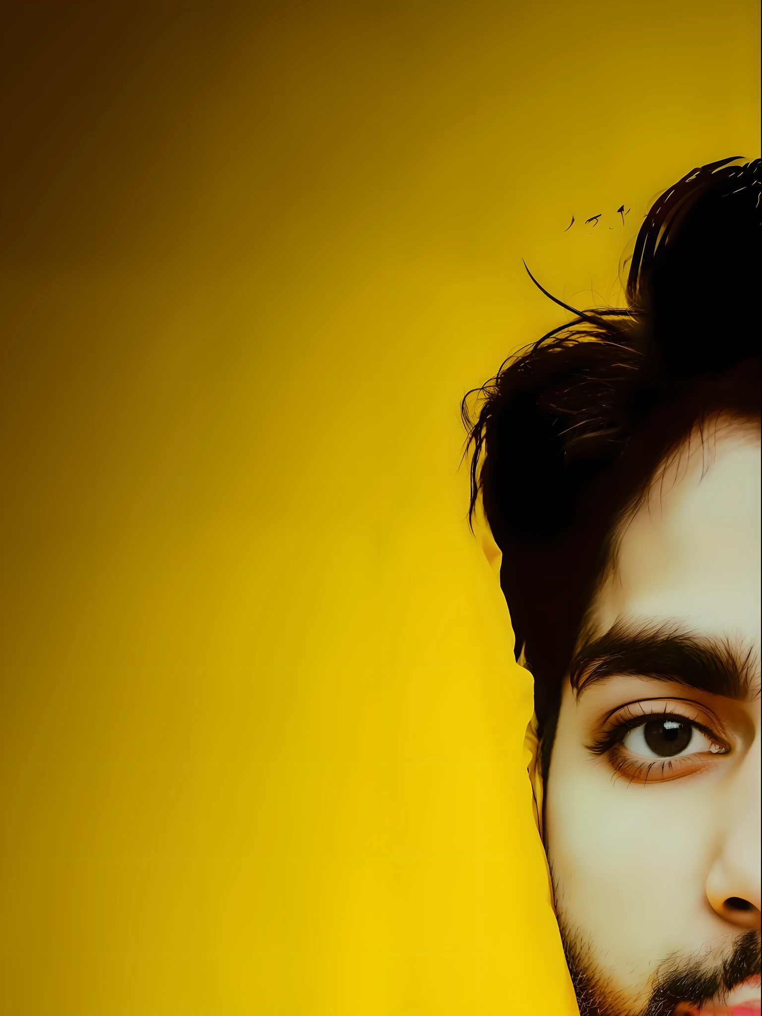 there is a man with a beard and a yellow shirt, with accurate face, taken with the best dlsr camera, * colour splash *, very very low quality picture, portait photo profile picture, inspired by Saurabh Jethani, 8k selfie photograph, front profile!!!!, profile pic, wearing a modern yellow tshirt, low quality photograph, shot on nikon z9
