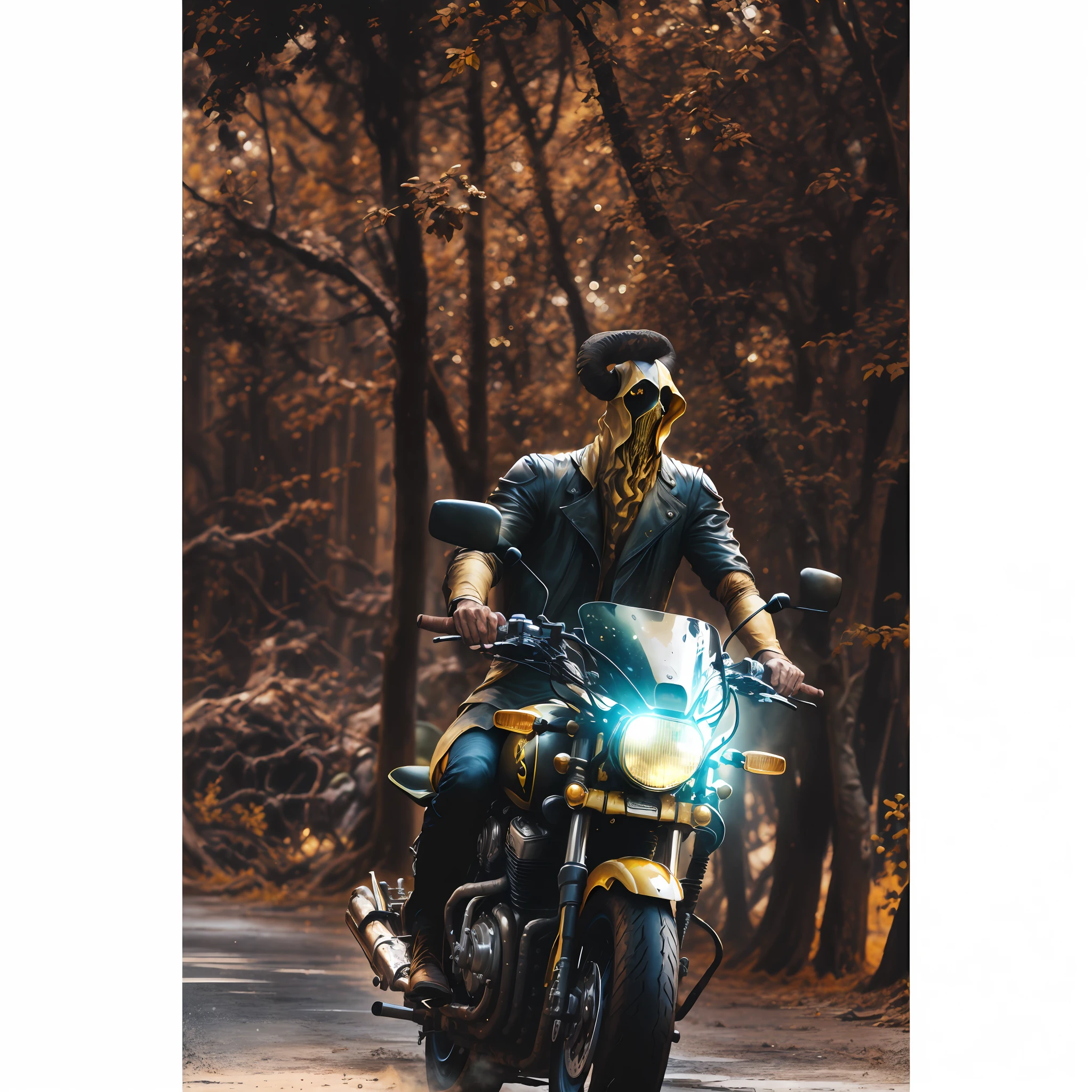 Hastur, king in yellows riding a motorbike
