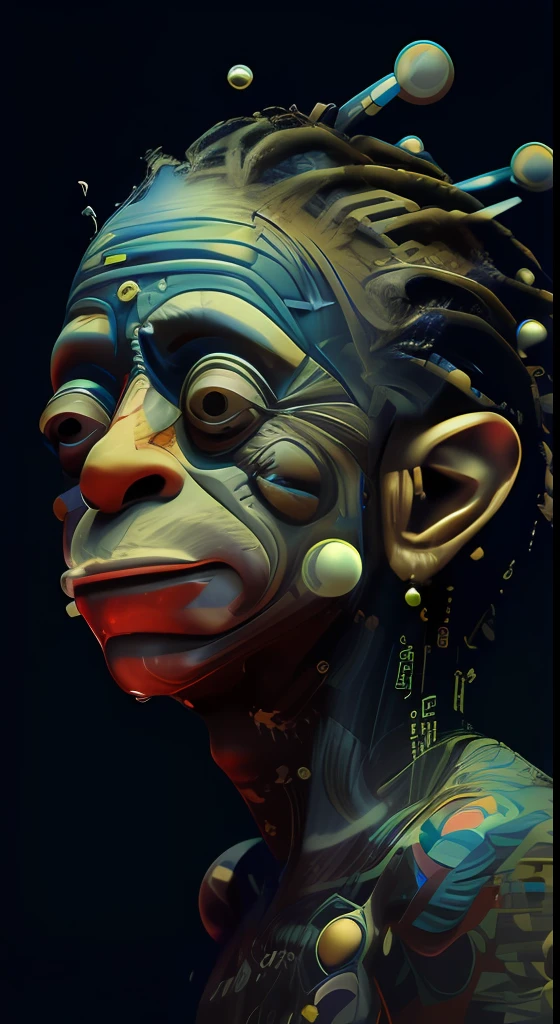 a close up of a person with a very strange face, beeple and jean giraud, beeple. hyperrealism, greg beeple, beeple artwork, beeple |, beeple and mike winkelmann, beeple!!, beeple art, style hybrid mix of beeple, beeple and greg rutkowski