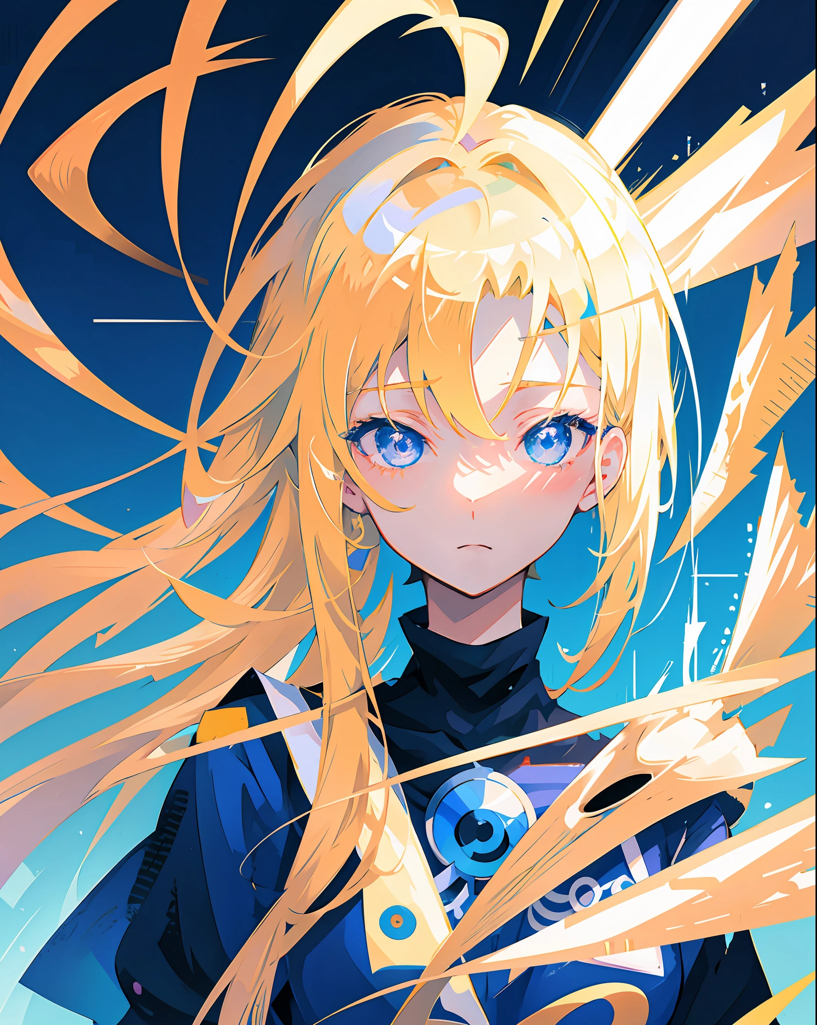 Anime girl with blue eyes and blonde hair holding scissors, Stunning anime face portrait, zerochan art, Beautiful Anime Portrait, anime style portrait, anime style 4 k, Beautiful Anime Face, anime art style, digital art on pixiv, detailed portrait of an anime girl, beautiful anime art style, High quality anime art style, digital anime art, digital art in anime style