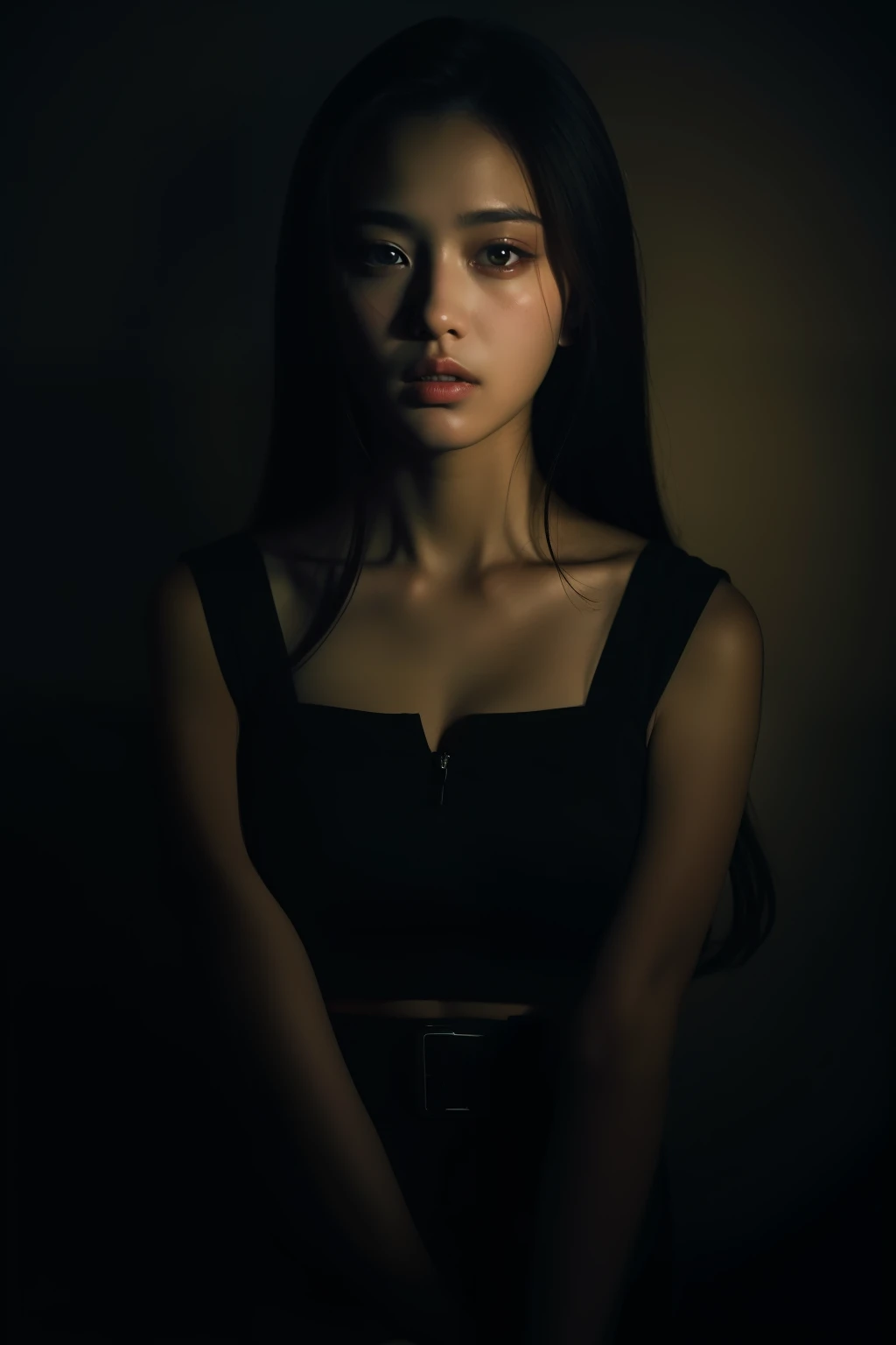 A woman in a black dress posing for a picture - SeaArt AI