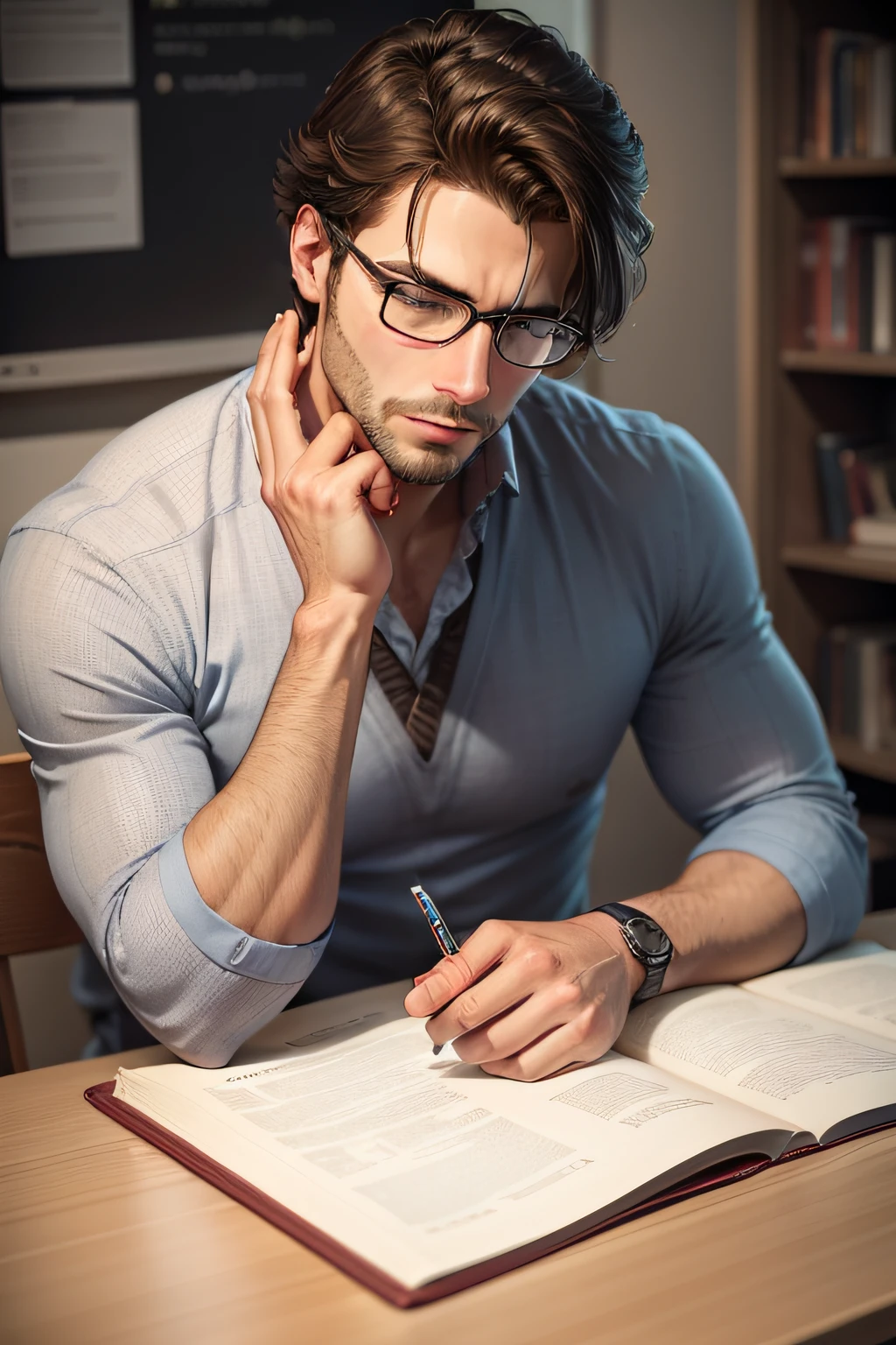 man studying