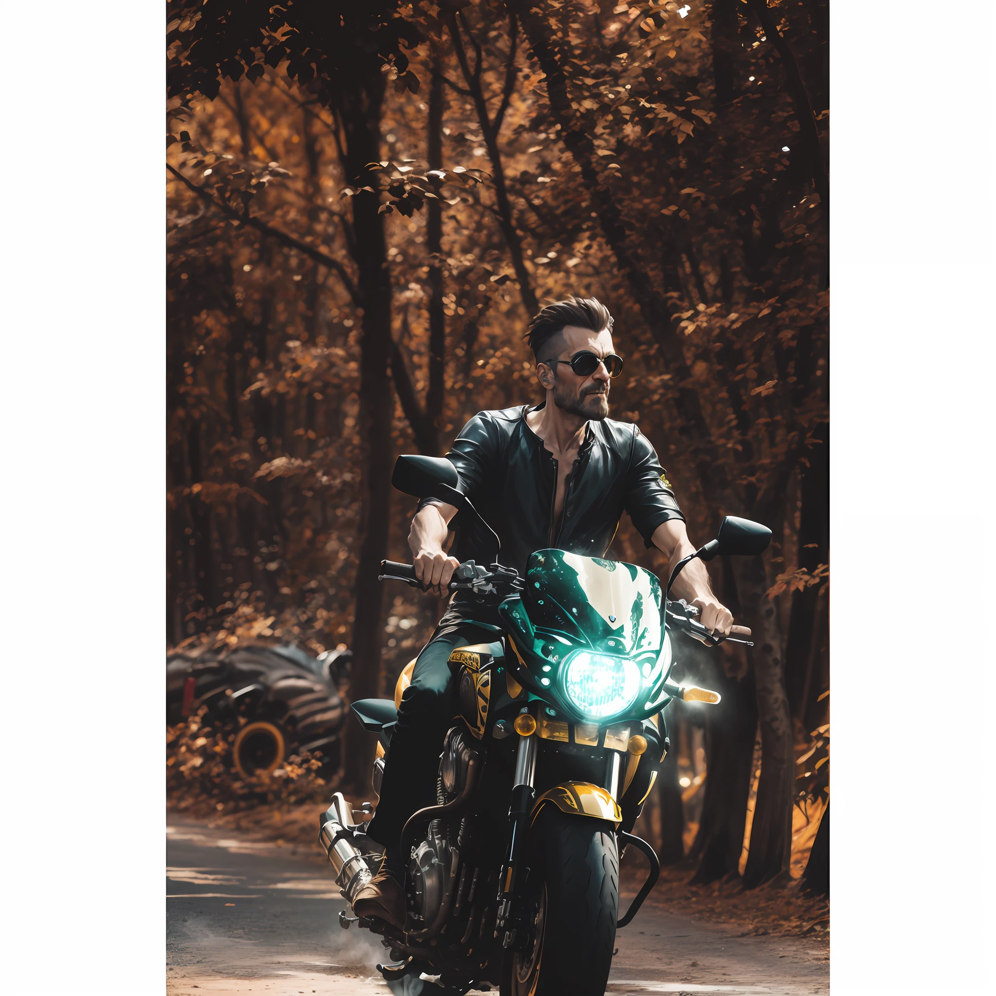 Hastur, king in yellows riding a motorbike