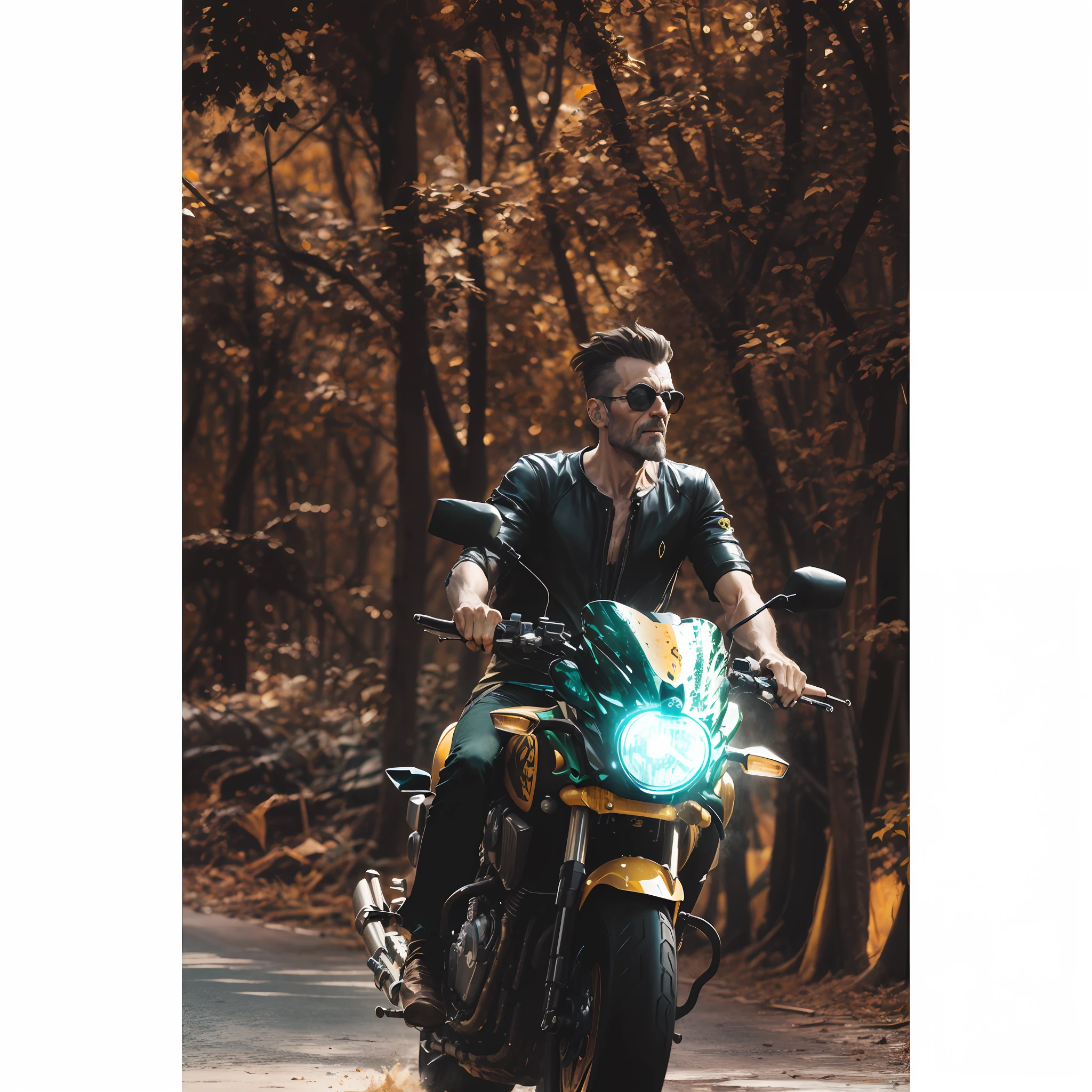 Hastur, king in yellows riding a motorbike