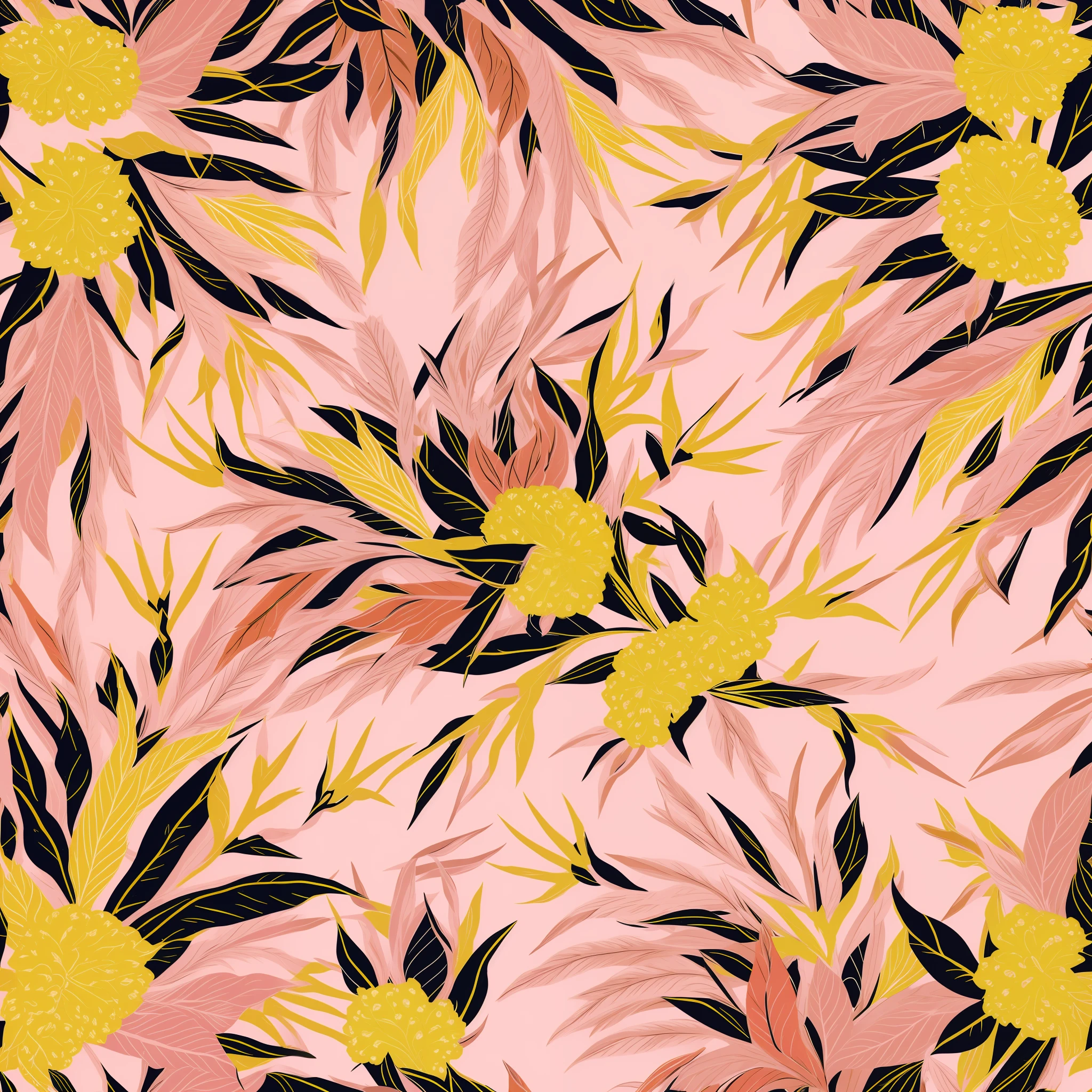 A yellow and pink pattern with on a pink background