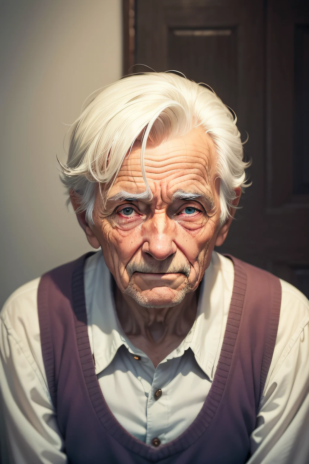 an image of an older person that conveys the idea of someone feeling "nice" and perhaps showing signs of being wronged.