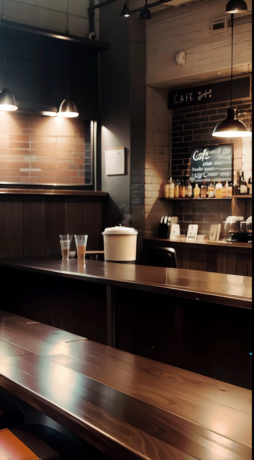 cafe shop,Bar,desks,steaming coffee