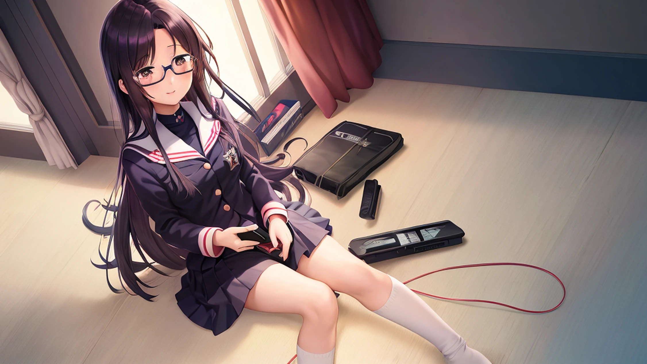 Anime girl in uniform talking on mobile phone, iwakura lain, nagatoro, Realistic Schoolgirl, beautiful anime high school girl, magical school student uniform, Hinata Hyuga, visual novel cg, nishimiya shouko, anime moe art style, Smooth Anime CG Art, Rei Hiroe, shikamimi, yuyushiki