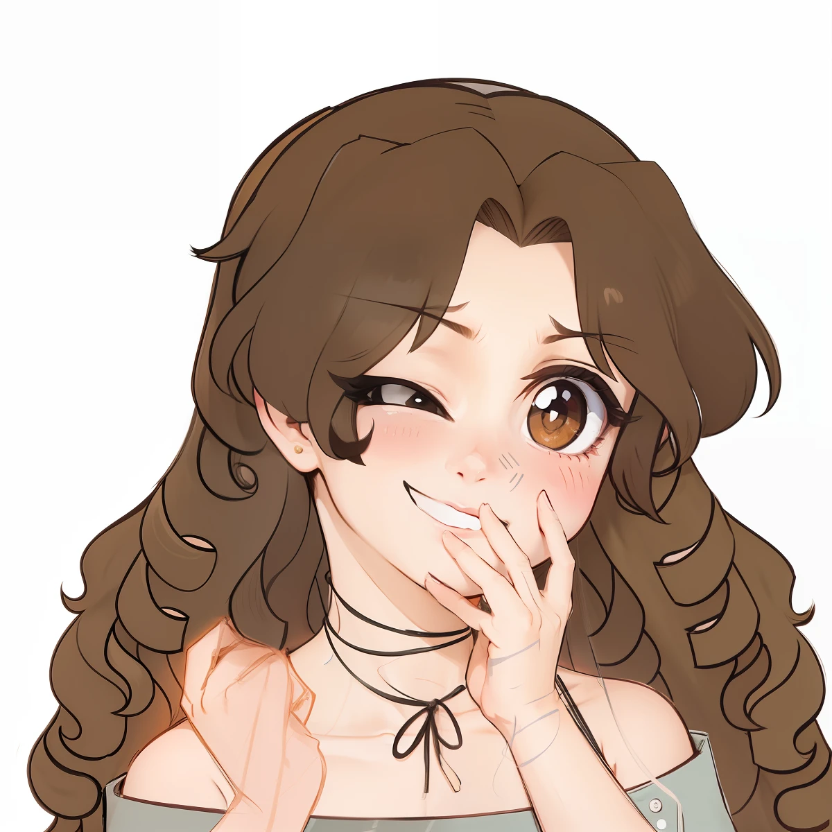 Garota anime de cabelo cacheado