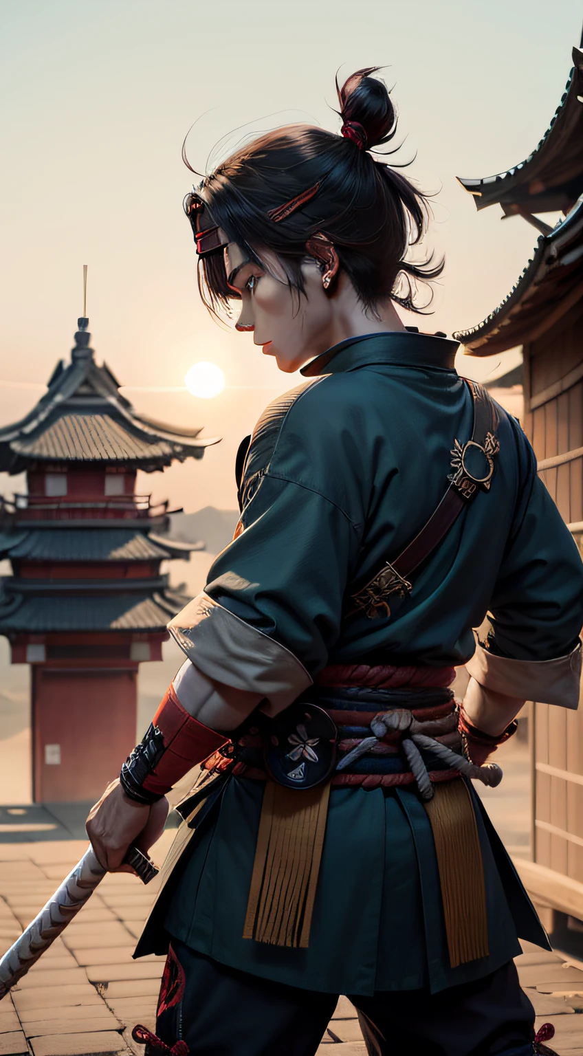 Samurais lutando jovens
