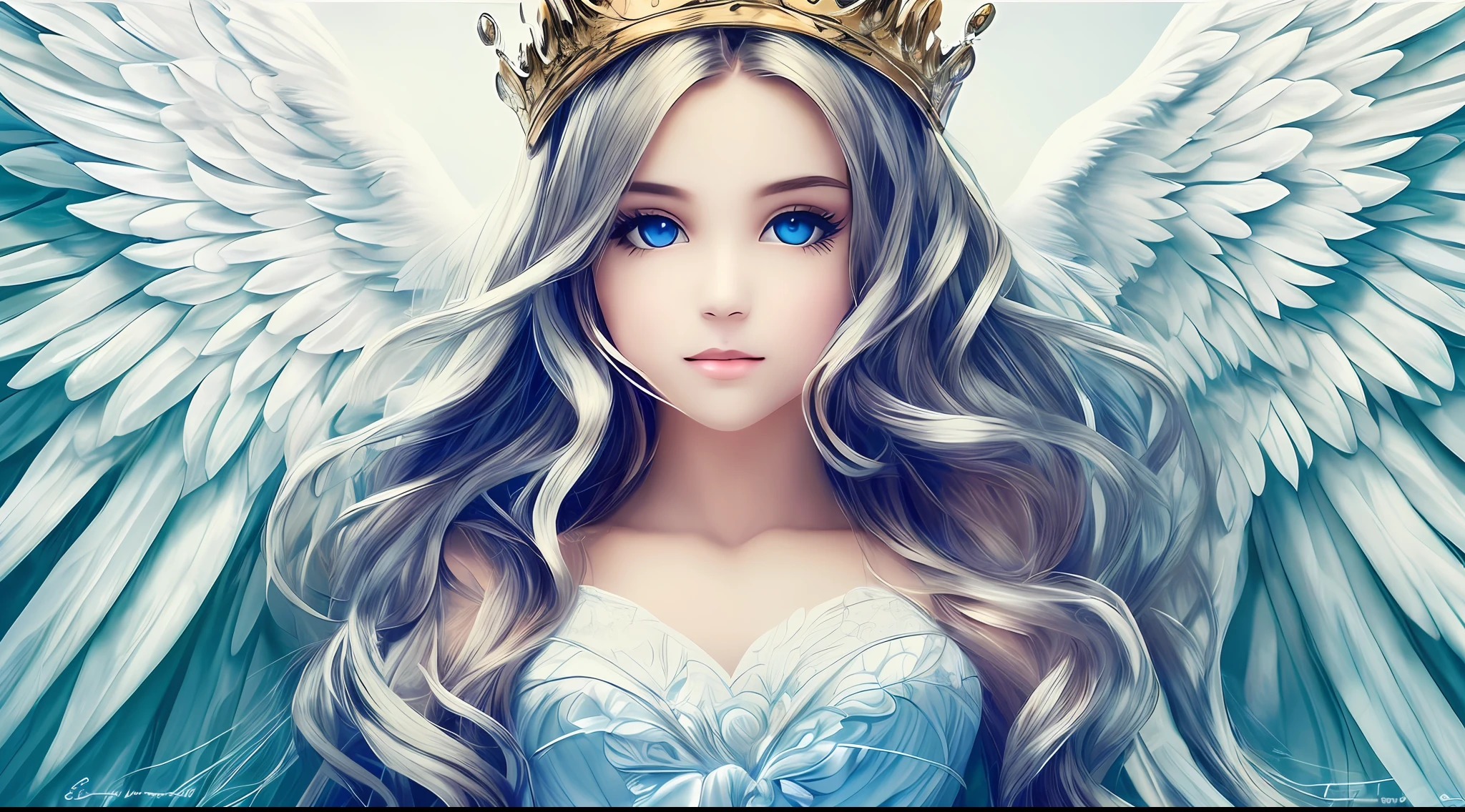 angel, crown, female, beauty, blue eyes, white dress --auto --s2