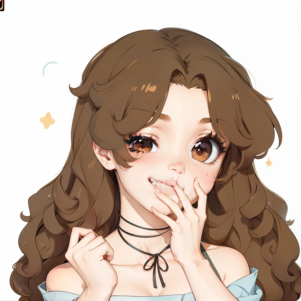 Beautiful young curly hair anime girl