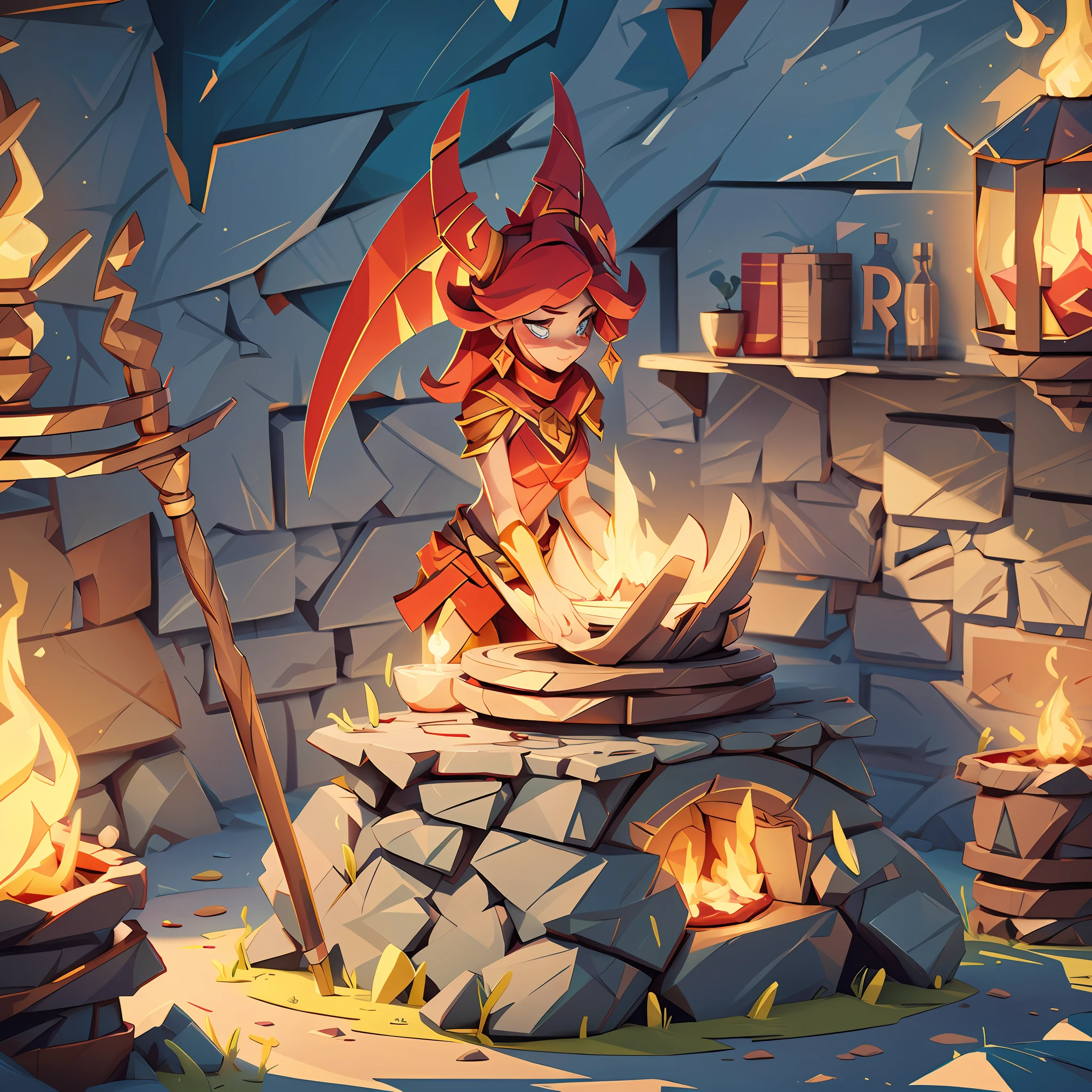 Forge Ember Red, best quality, masterpiece, in coloring book style