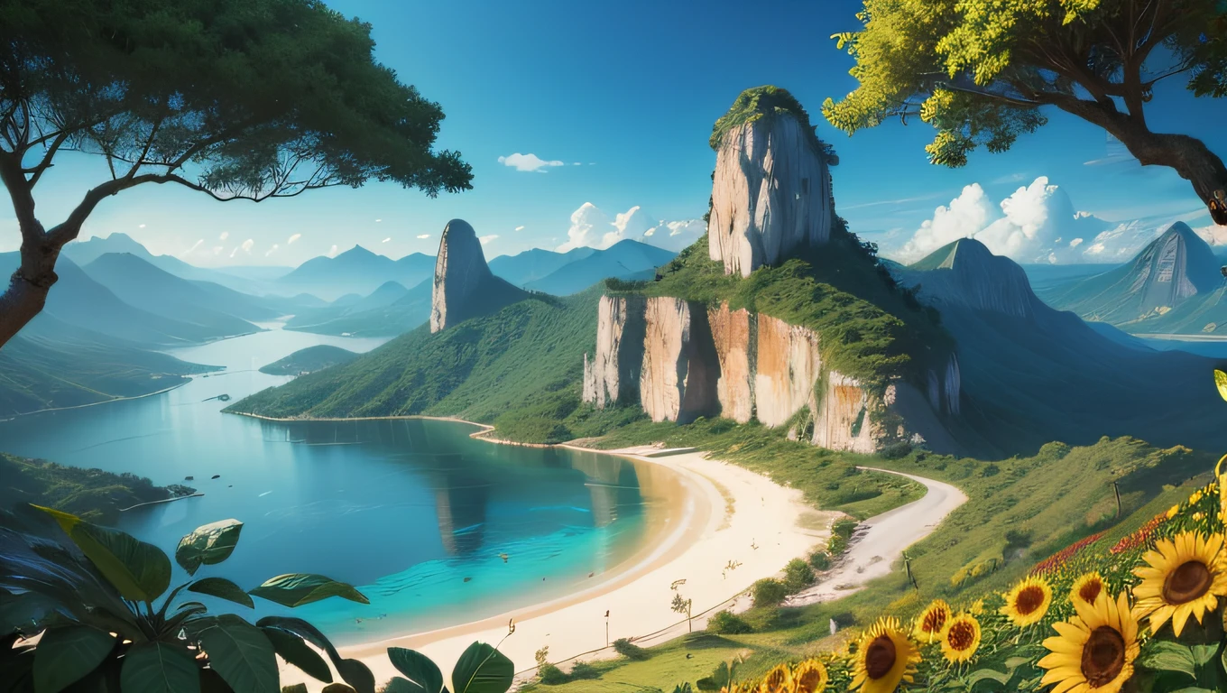 Flores, rosas, tulipas, Sunflowers, cores vibrantes e vivas.