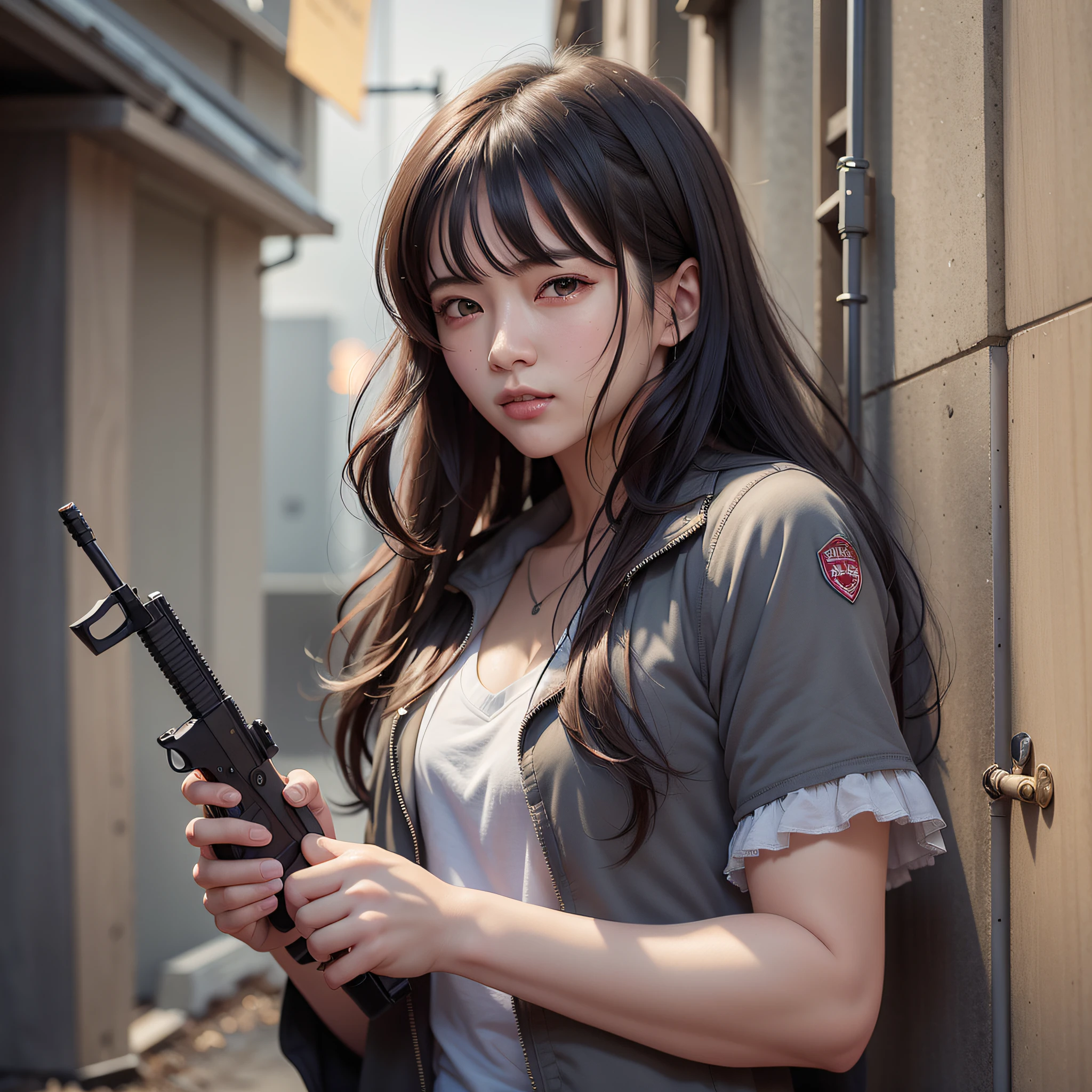 there is a man holding a gun in his hand, artwork in the style of guweiz, realistic anime 3 d style, hyper realistic anime, 3 d anime realistic, photorealistic anime man render, anime boy in real life, ross tran 8 k, photorealistic anime, masayoshi suto and artgerm, alena aenami and artgerm
