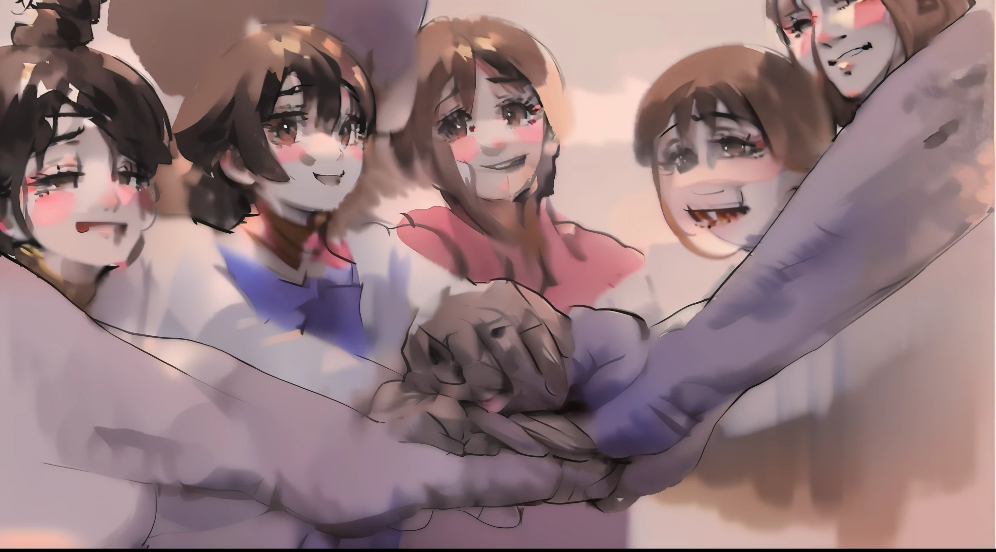 An image showing a group of people hugging or holding hands, representing the connection