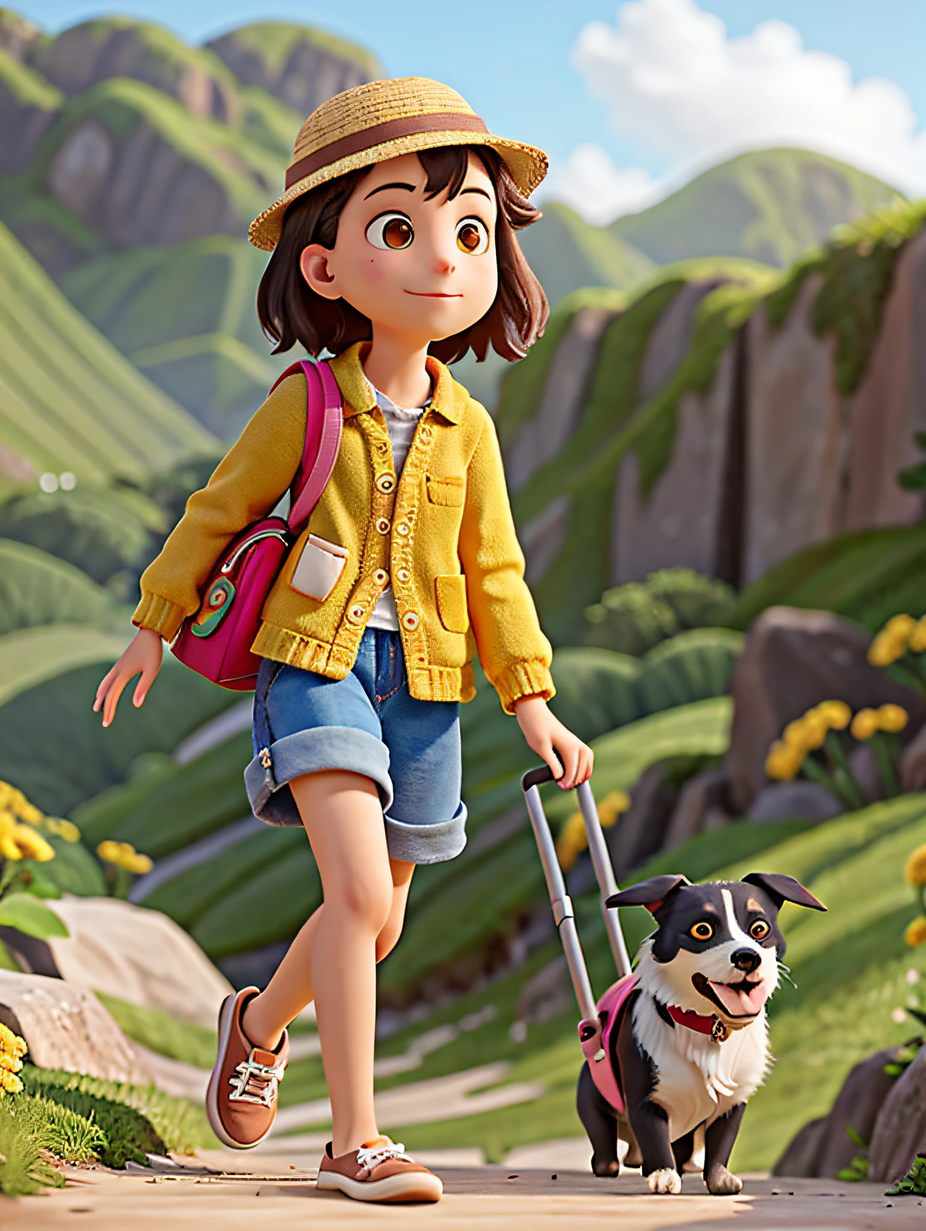 https://www.seaart.ai/explore/detail/chnerth4msbev2gcc2v0 Uma garotinha muito charmosa com uma mochila e seu lindo filhote border collie desfrutando de um lindo passeio com seu cao guia numa floresta