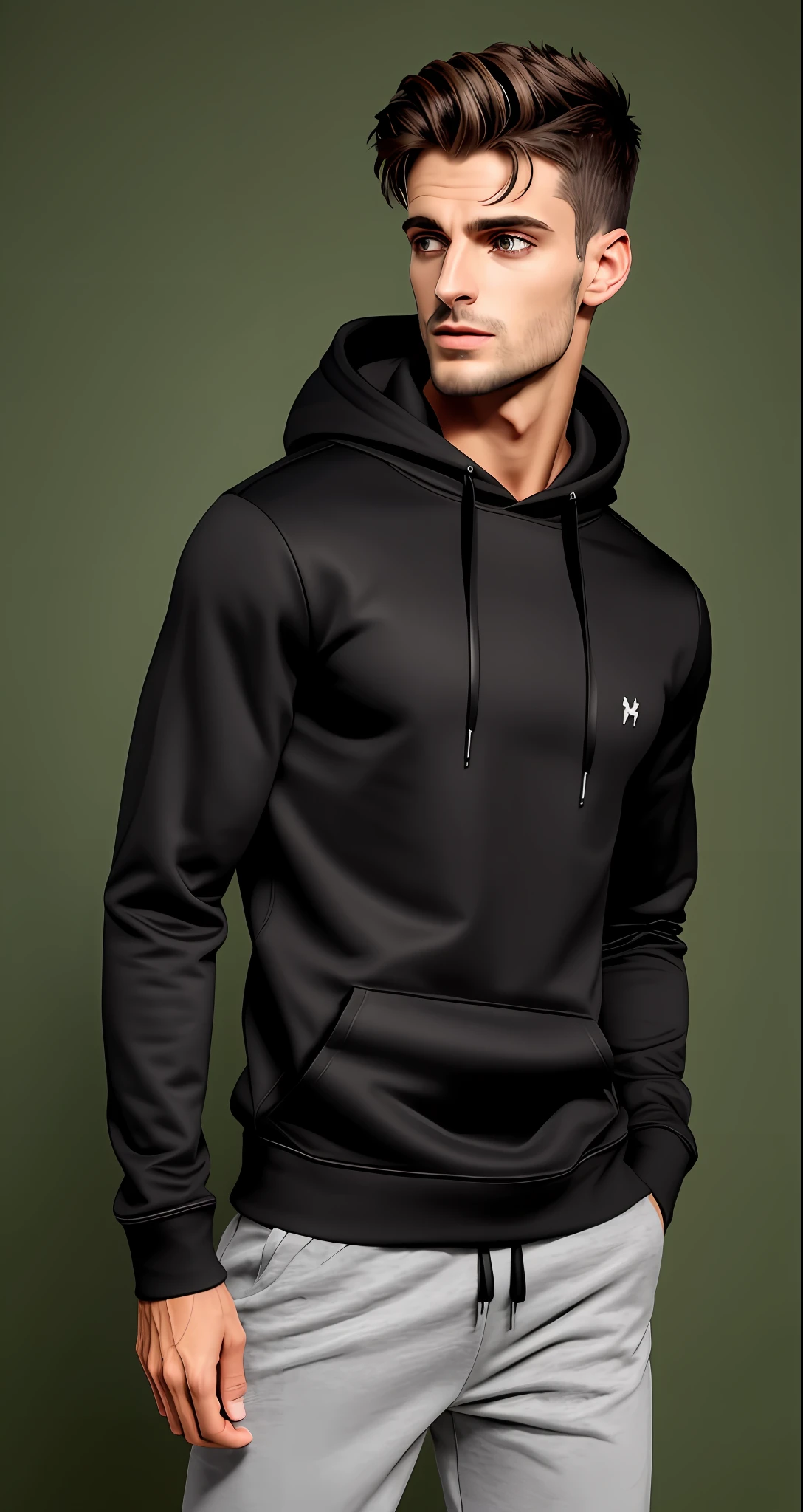 A man with a dark hood stands against a green background, em cinza gunmetal, capuz cinza, capuz, Capuz cinza aberto, capuz cinza, Hodie Mihi Cras Tibi, usando capuz, Hoody, vestindo um moletom cinza com capuz, cinza escuro, em um moletom preto, capuz preto, basic, vestindo moletom, usando um capuz preto, com capuz