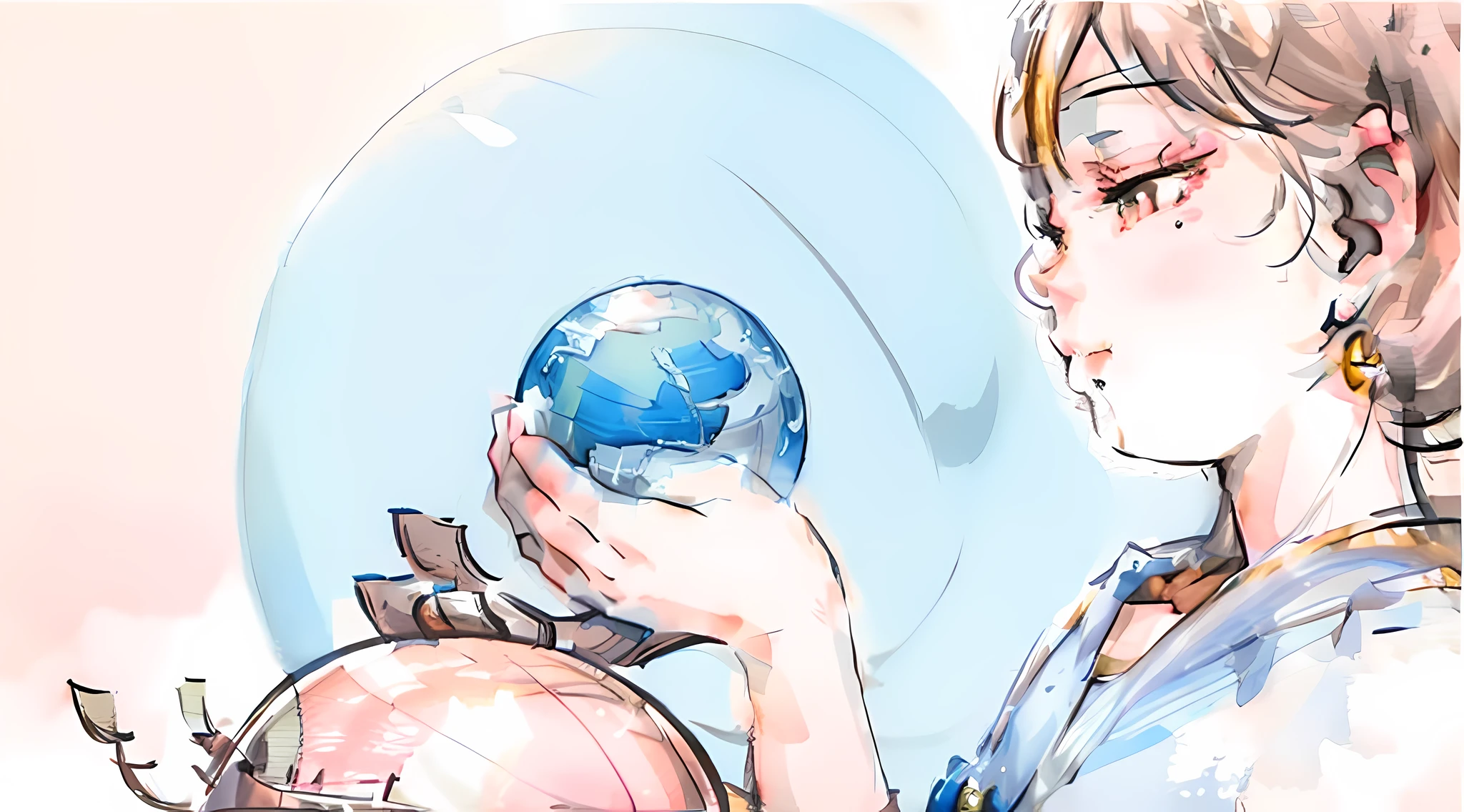 An illustration showing a person holding a globe in their hands, symbolizing the idea that we can make love a habit