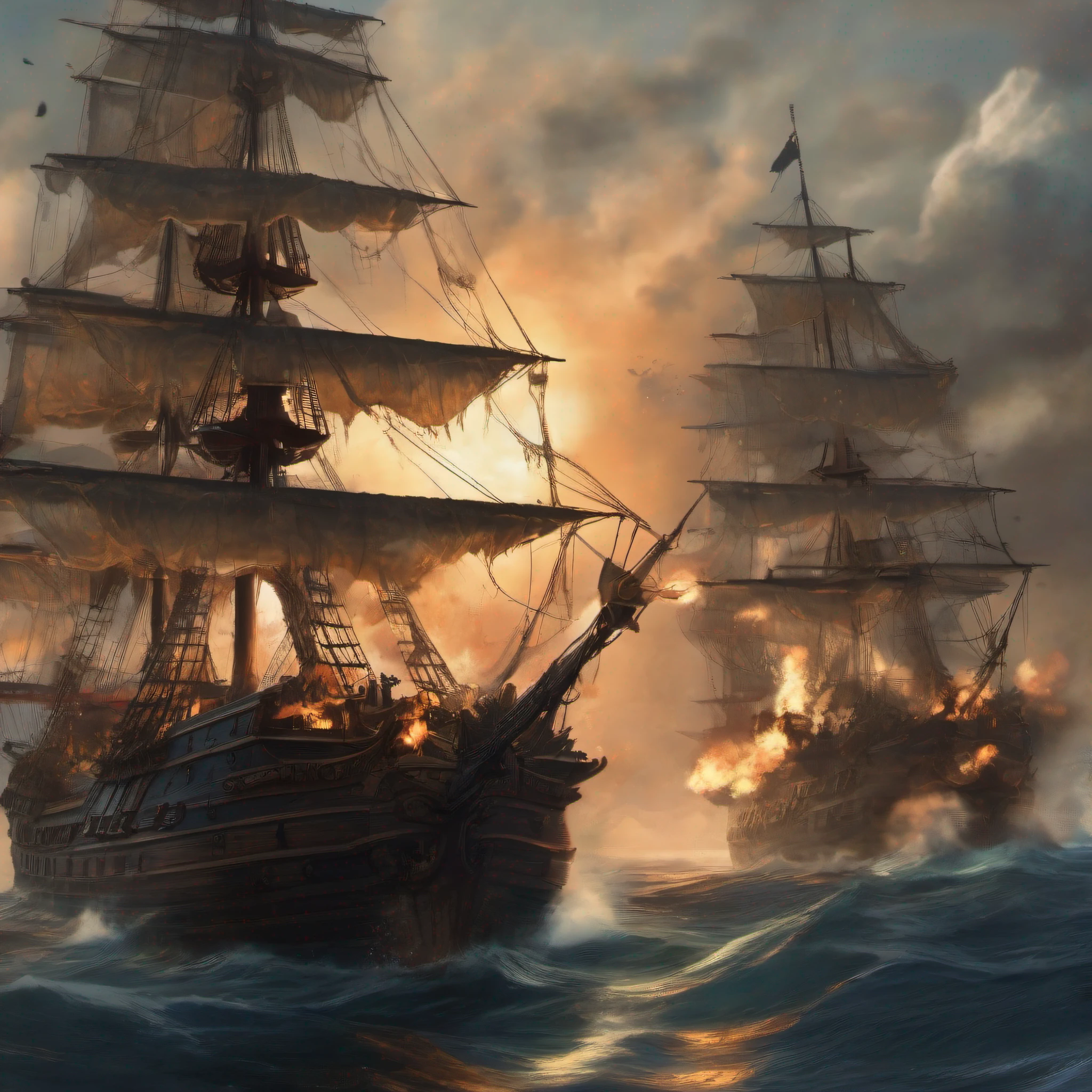 2 ships throwing proyectiles, pirate ships, cannons fire, ship wars, updata, updata