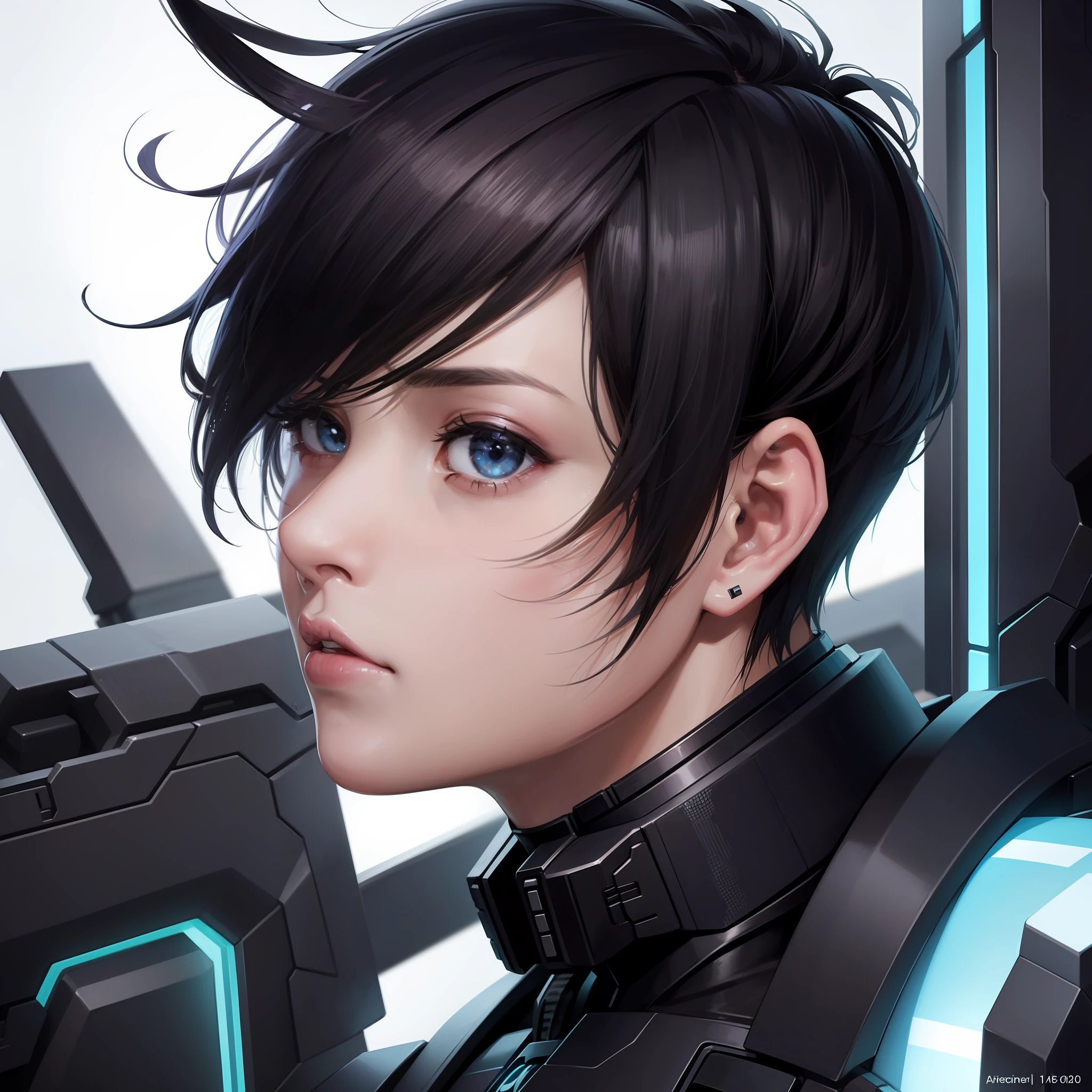 Profile picture cyberpunk short hair man closeup Sci-Fi cute Anime Japan 2d Sharp focus 16k resolution Very sharp, Hyper detailed, 8k, Hyper realistic detail