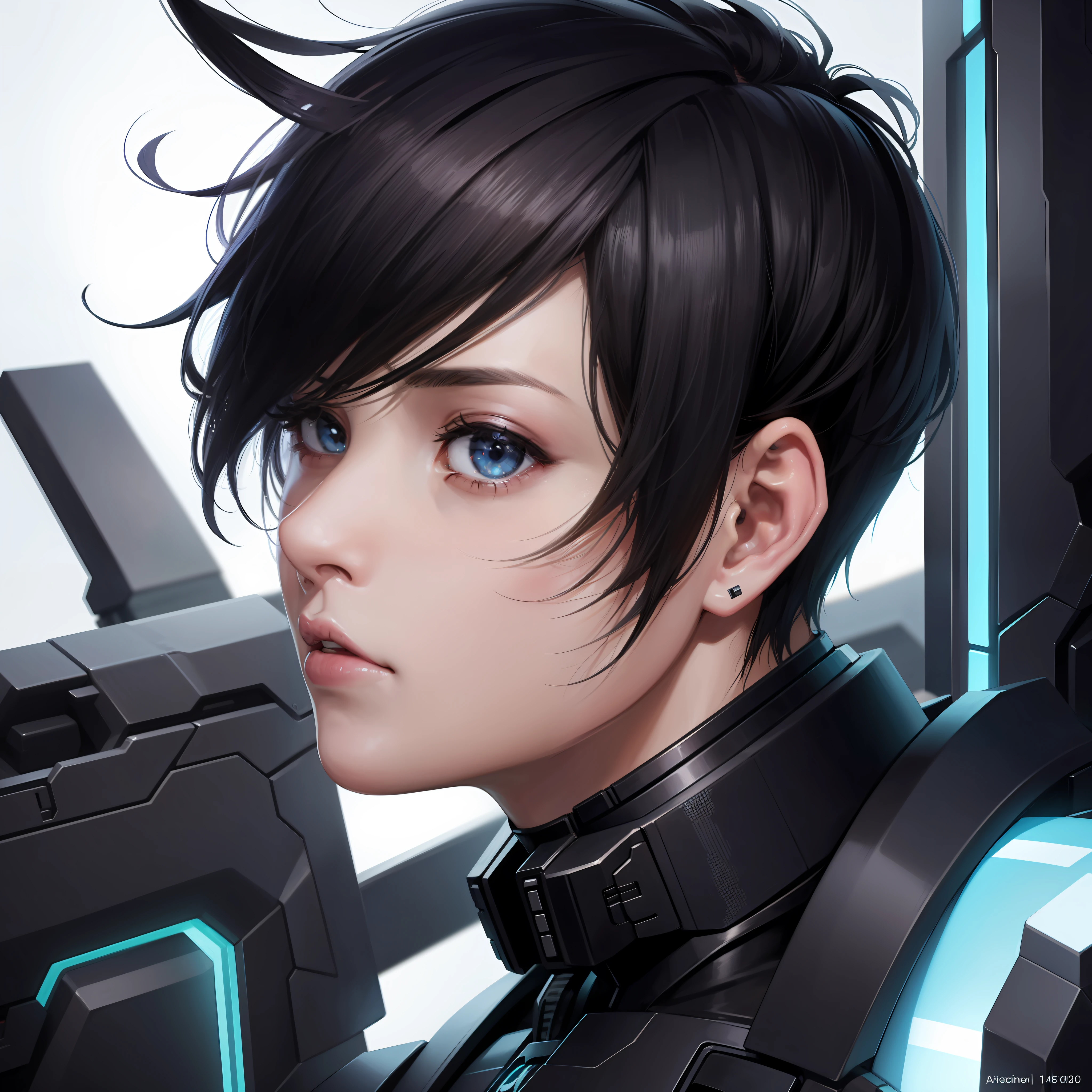 Profile picture cyberpunk short hair man closeup Sci-Fi cute Anime Japan 2d Sharp focus 16k resolution Very sharp, Hyper detailed, 8k, Hyper realistic detail