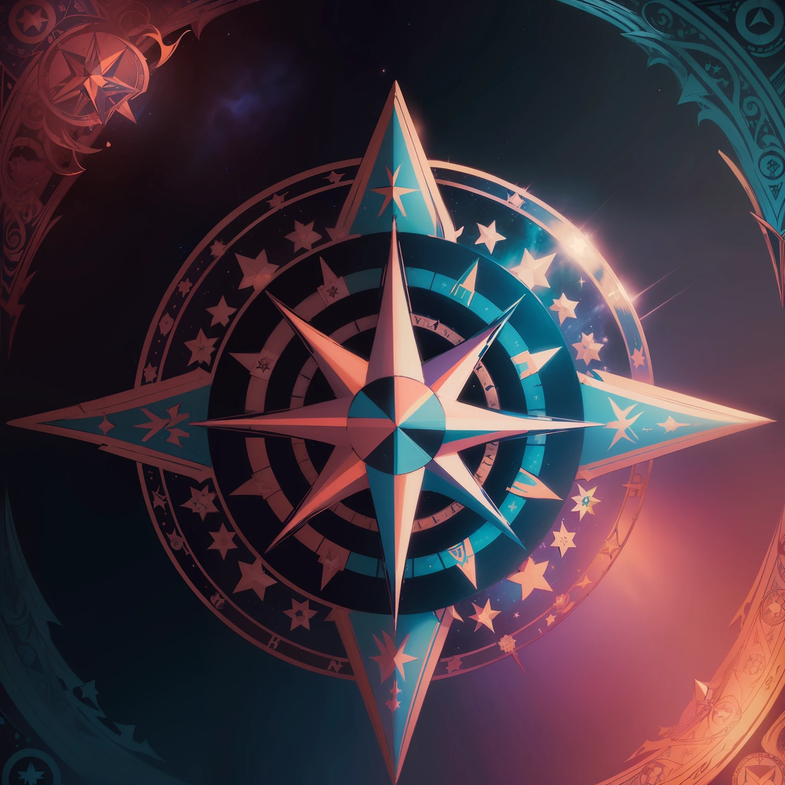 "((High quality tarot card art, estrela animada com detalhes intricados & compass strokes) E (psychedelic background with vibrant neon colors)) | estilo azul anos 80 (qualidade 4k:1.2)"