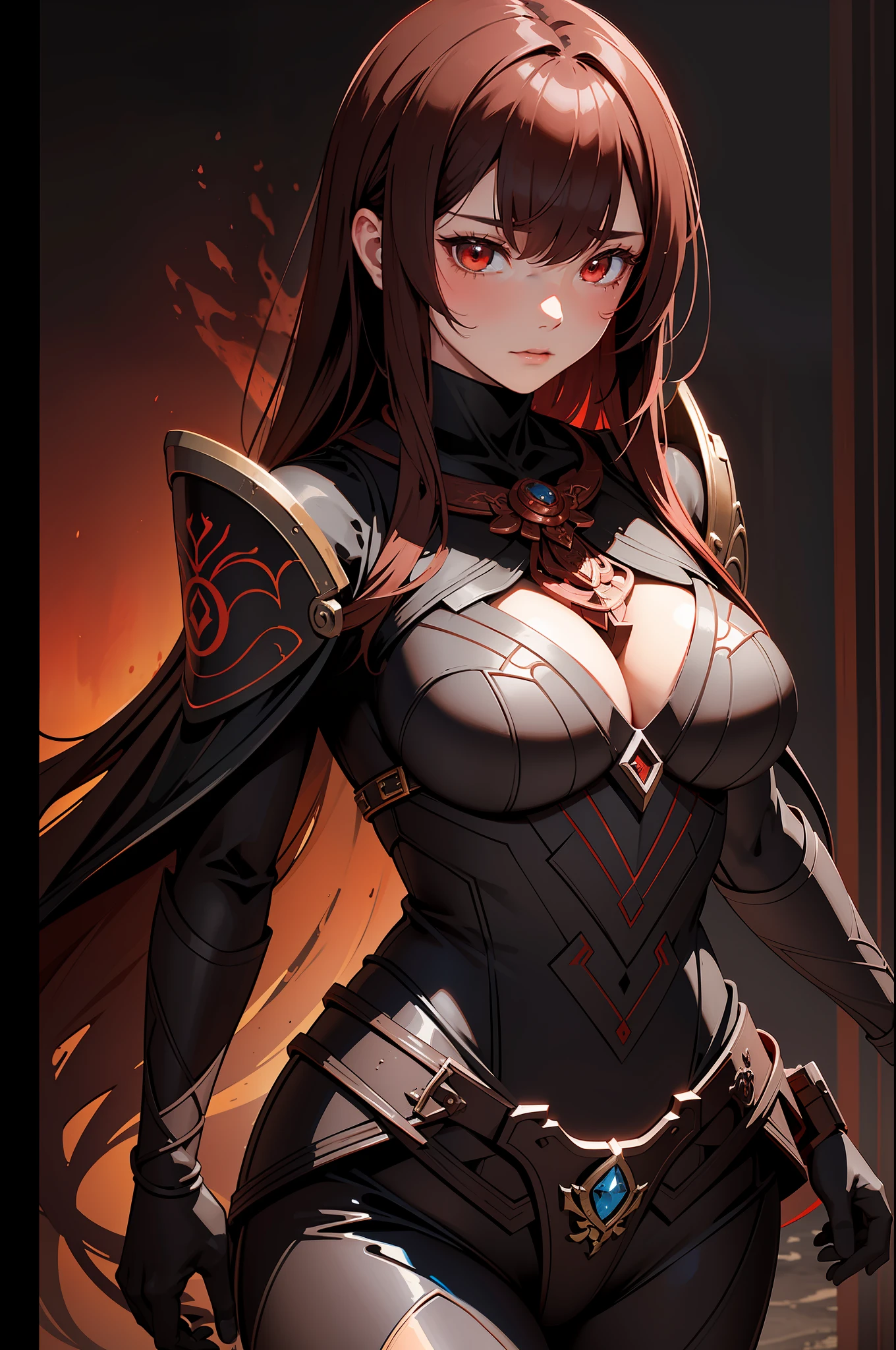 "an enigmatic character on an island, rendered in the captivating style of kawacy, utilizing a palette of dark bronze and red, showcasing luminous brushwork and intense close-ups, evoking an ironical and womancore essence, imbued with a touch of traditional techniques."