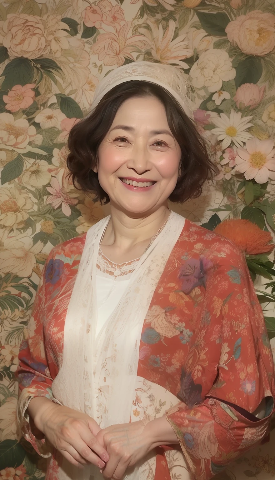masterpiece, top-quality, full body Esbian, Solo, bangss, (auntie:1.8)aunty, Saggy udder, nipples stick out, eyebrows visible through hair, gradation hair, Grinning,Staring at the viewer, Strong gaze, A smile, 独奏, flower petals,diagrams, (magazine:1.3), Fashionable, femele, with a vibrant, outfits, the pose, the front, Colorful, Dynamic, Background with, element, self-assured, expresive, ngel, statement, accessorized, It's bold, captures the attention, Titles, Stylish, It's catchy, The large, Impressive, moderno, Trendy, Focus, lo fashion, ((top-quality、8K分辨率、Master masterpiece、Portrait:1.3)), No shadows on the face, Photorealsitic, 35㎜ film, 1 Japan Woman, Beautie, Wavy Hair, Wrinkles at the corners of the eyes, Plump body, ((slip、panties on :1.5)) , top-quality, masterpiece, hight resolution, Original, highly detailed wallpaper, Viewer's Perspective, Solo, portlate, (Perfect litthing), 90 years old, Mature Woman Body Set, Exposing breasts, showing teeth, Staring at this, Floral background, undergarment, (Mature), Wrinkles at the corners of the eyes, Ultra-realistic, Natural Skin, Natural hair color, {{A MILF}},