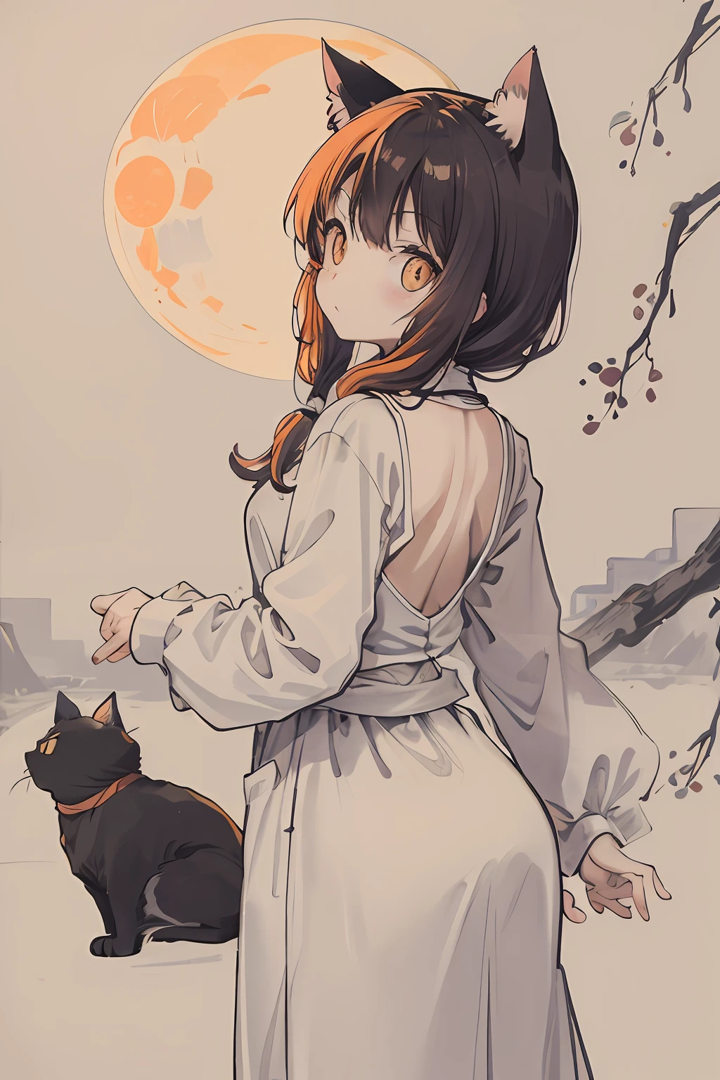 Cat,orange,Cute,Big eyes,masutepiece,fullmoon,backstreet、catss